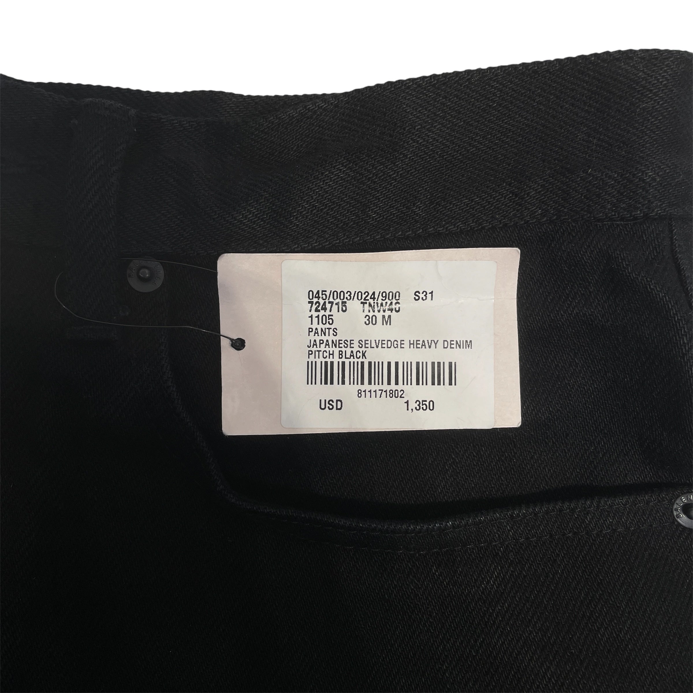 BALENCIAGA/Straight Pants/30/Denim/BLK/Japanese Selvedge Denim view 6