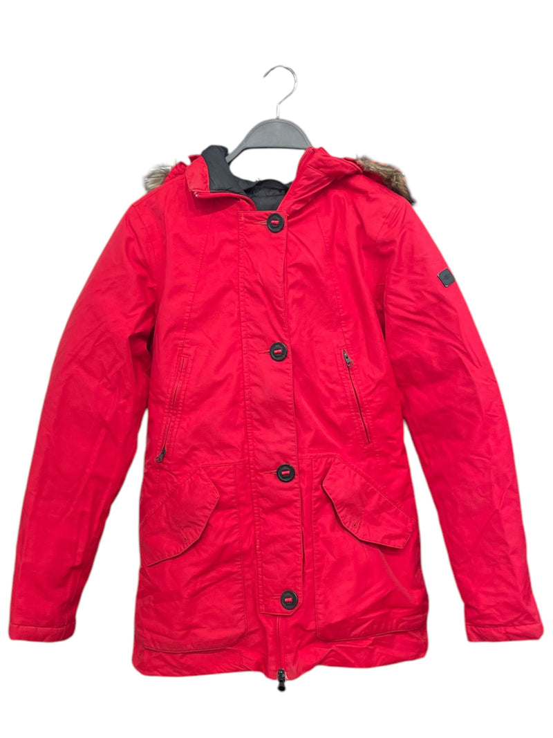 THE NORTH FACE/Puffer Jkt/XS/RED/FUR LINED HOOD WITH BUTTONS