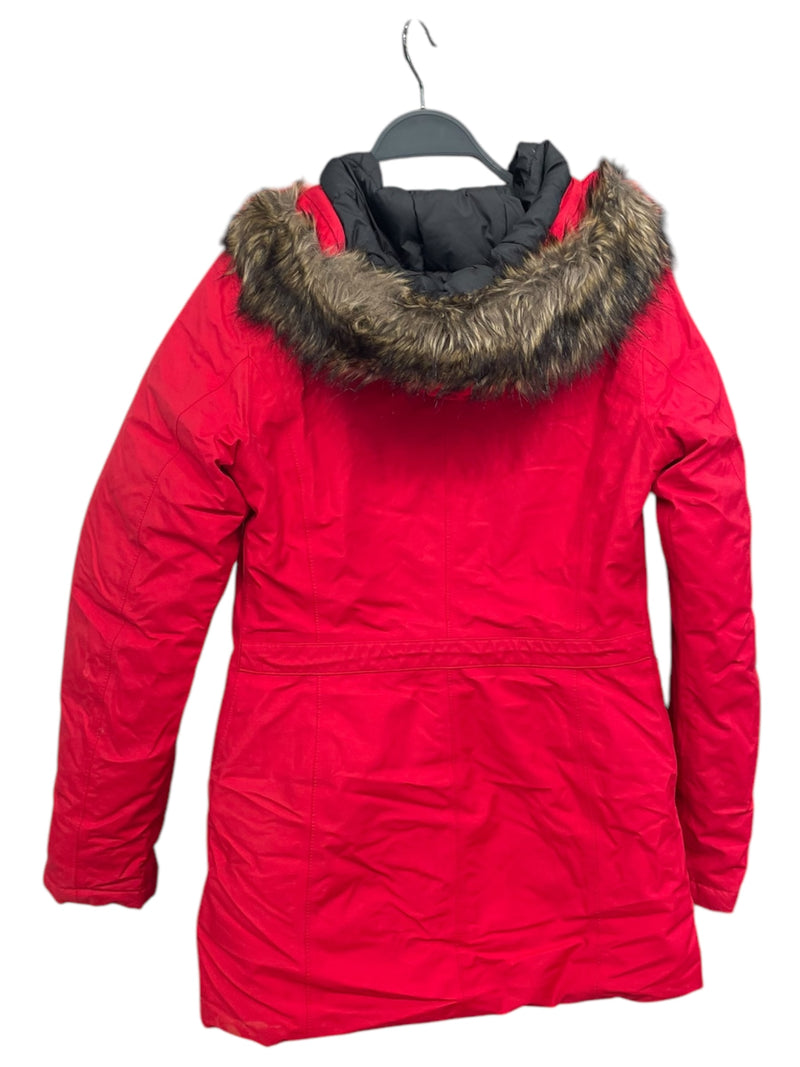 THE NORTH FACE/Puffer Jkt/XS/RED/FUR LINED HOOD WITH BUTTONS