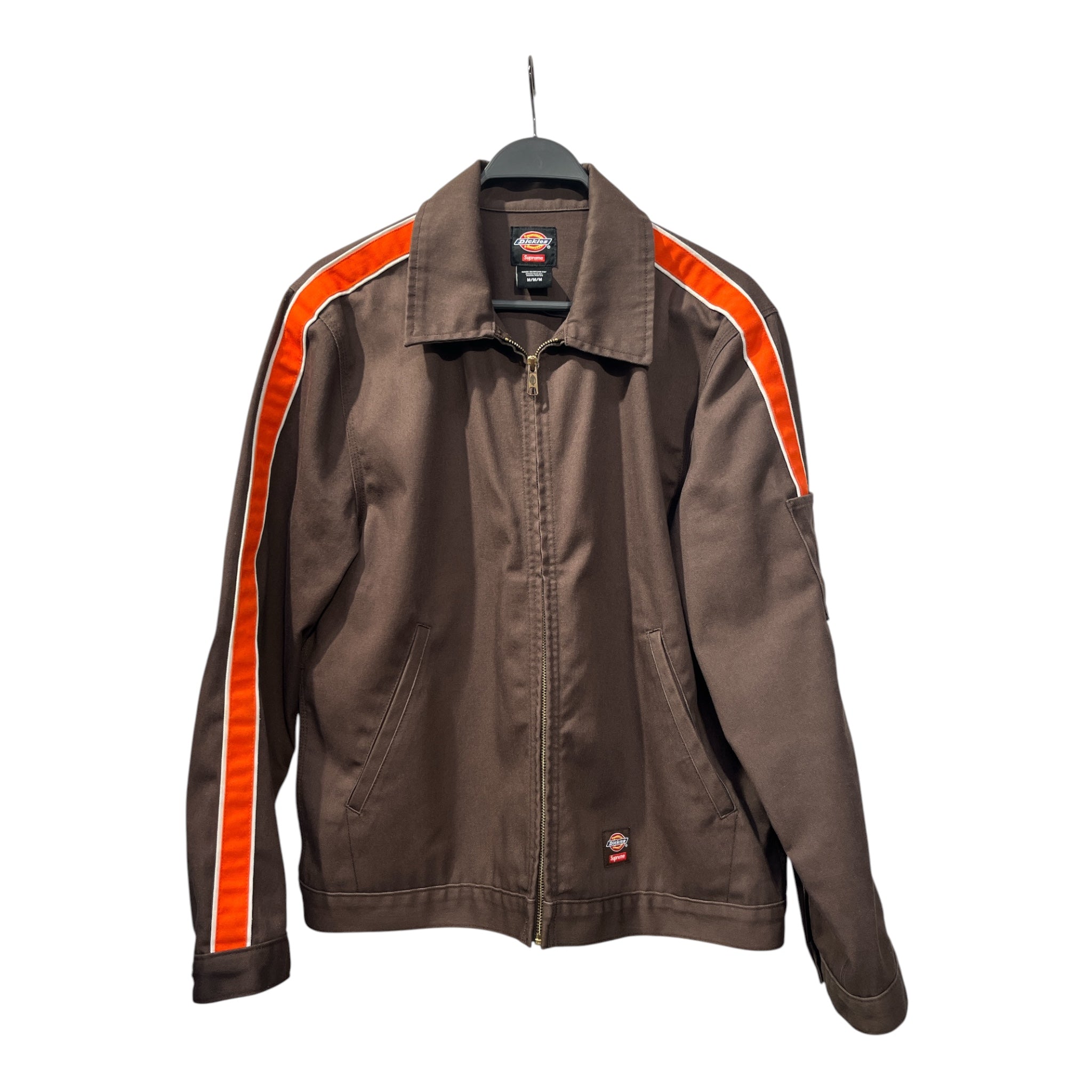 Supreme/DICKIES/Tailored Jkt/M/Polyester/BRW/Stripe/ORNG STRIPE view 1