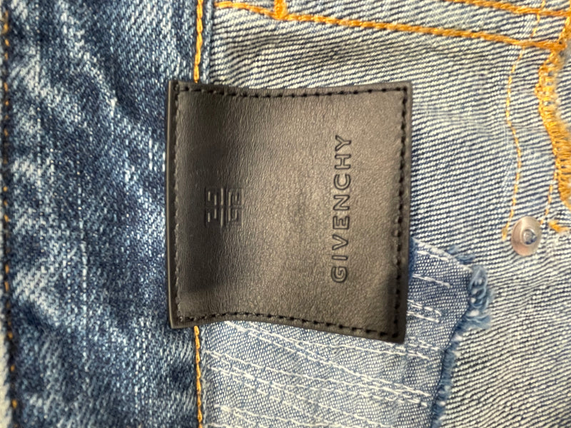 GIVENCHY/Straight Pants/32/Cotton/BLU/HEAVY DISTRESSED