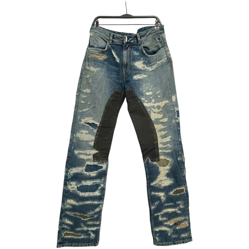 GIVENCHY/Straight Pants/32/Cotton/BLU/HEAVY DISTRESSED