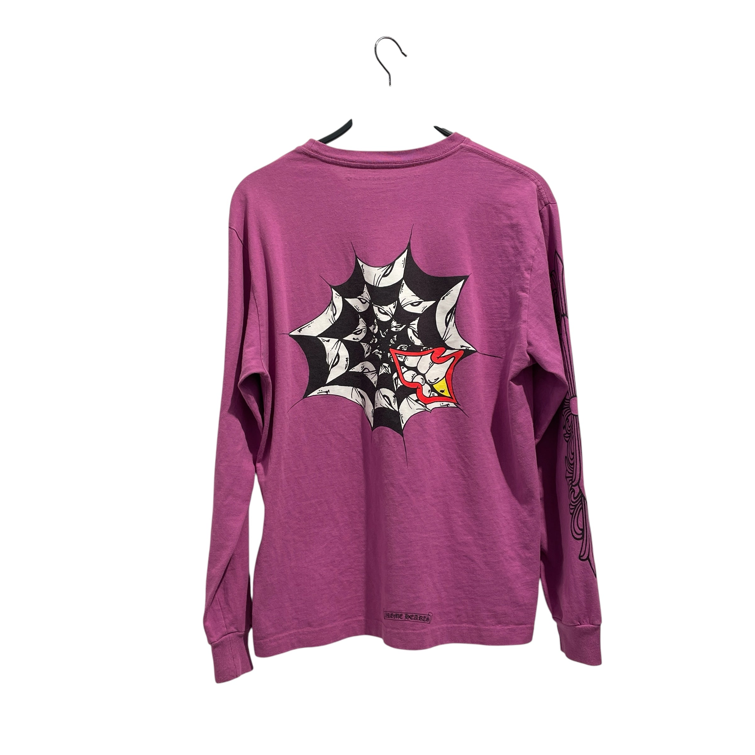 CHROME HEARTS/LS T-Shirt/L/Cotton/PPL/Graphic/MATTY BOY "SPIDER WEB" view 2