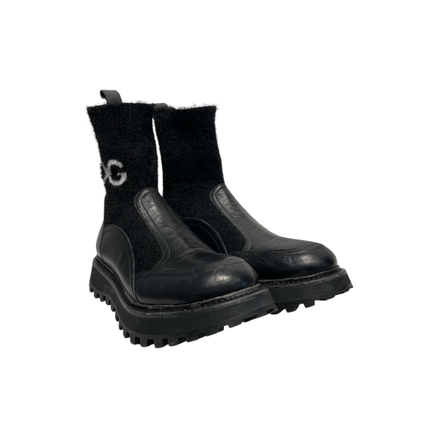 DOLCE&GABBANA/Hi-Sneakers/US 8.5/Leather/BLK/D&G Leather Boots view 1