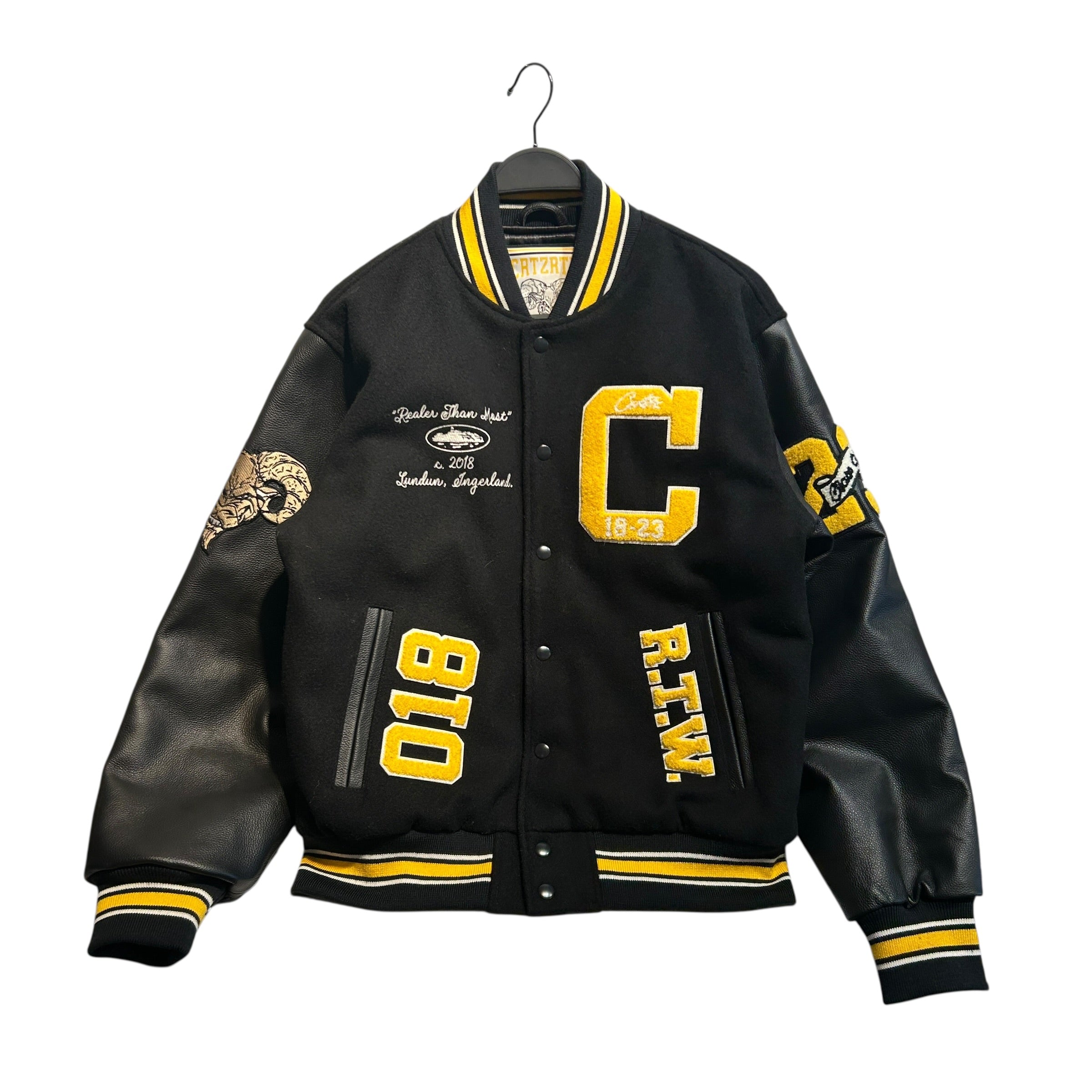 Corteiz/Jacket/M/Wool/BLK/Goat Varsity, Yellow view 1