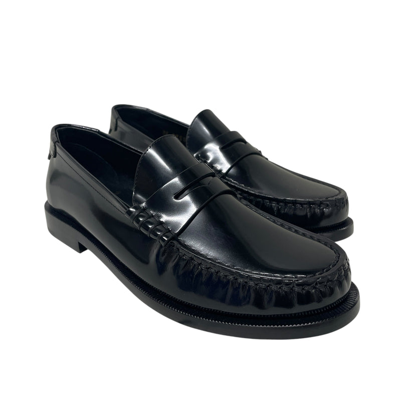 SAINT LAURENT/Loafers/EU 35/Leather/BLK/YSL ON RIGHT SHOE