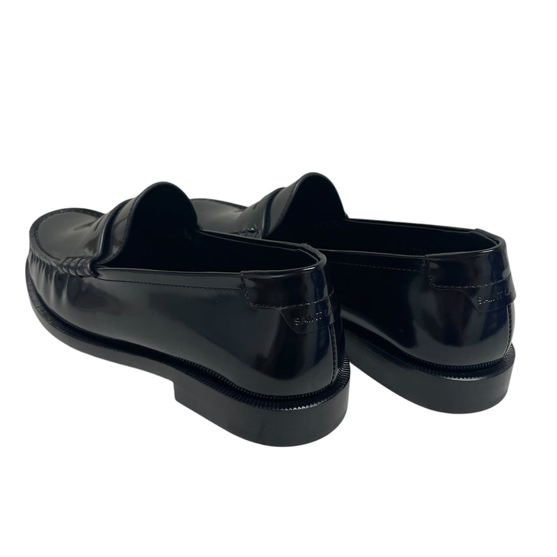 SAINT LAURENT/Loafers/EU 35/Leather/BLK/YSL ON RIGHT SHOE