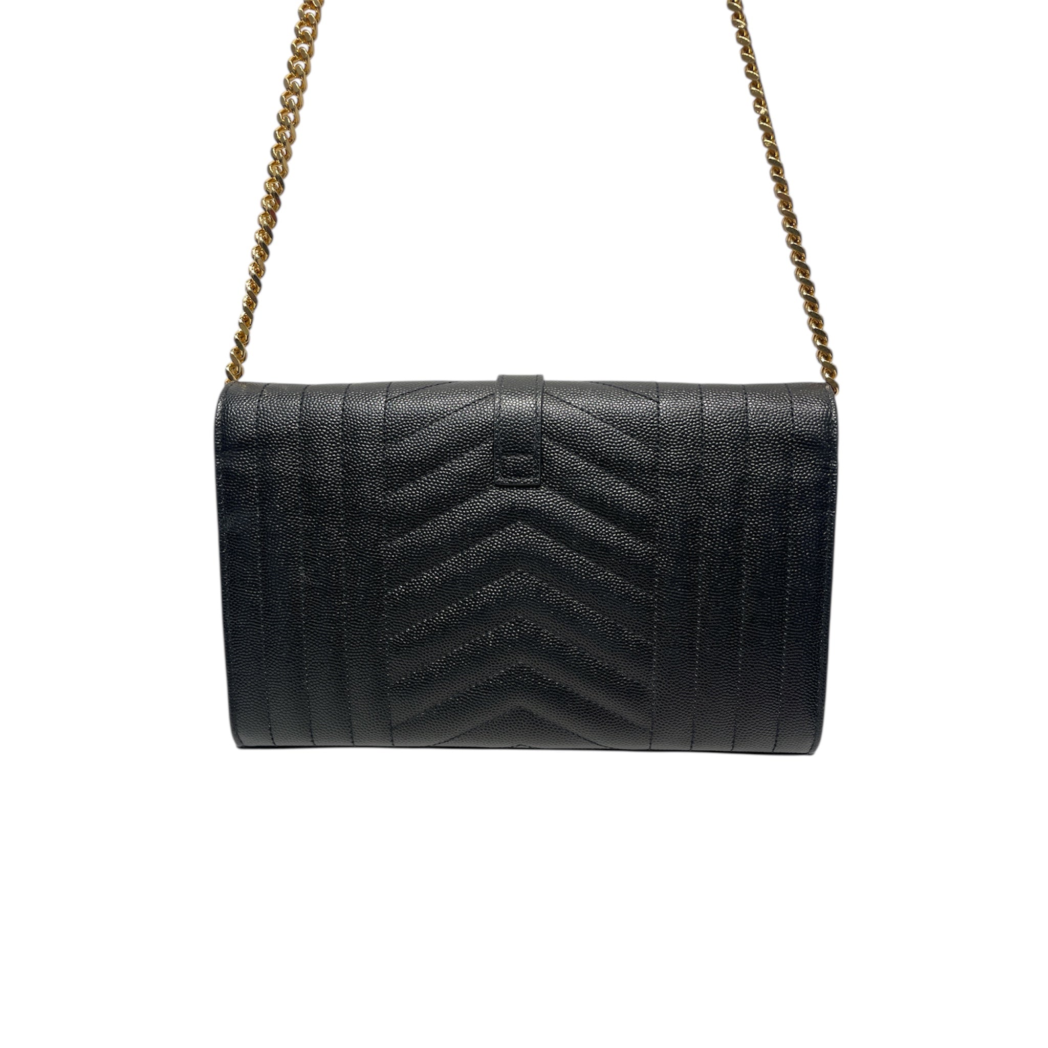 SAINT LAURENT/Cross Body Bag/Leather/BLK/Triquilt Envelope WOC view 2