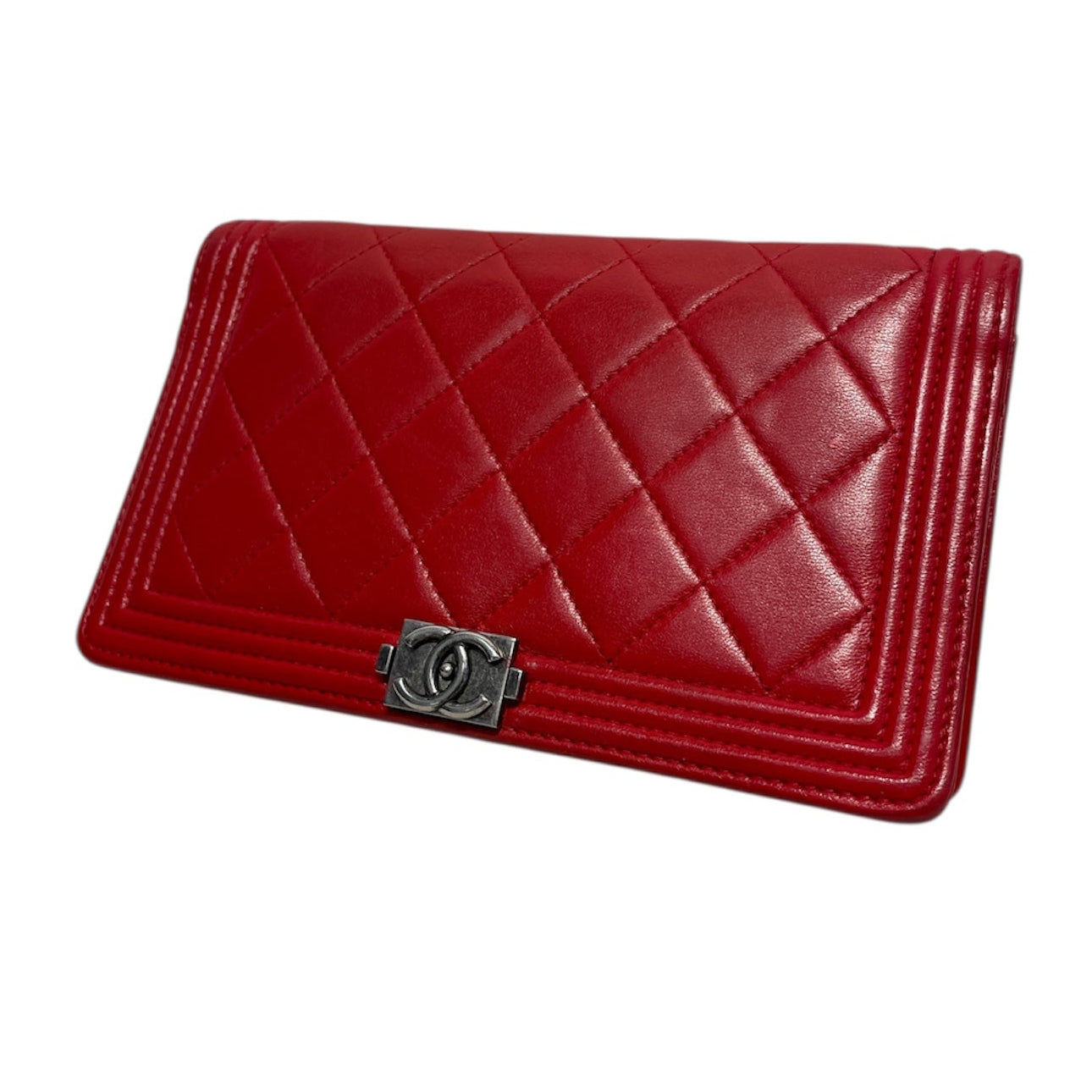 CHANEL/Long Wallet/Leather/RED/Boy Flap Long Wallet view 1