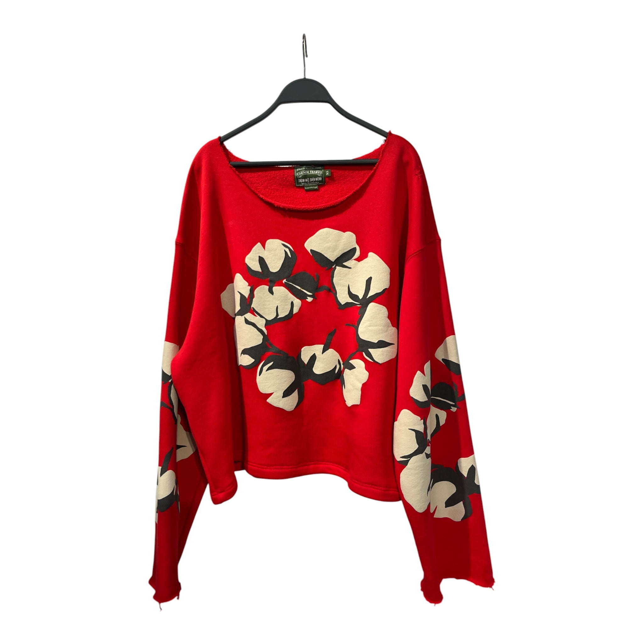 DENIM TEARS/Sweatshirt/XL/Cotton/RED/COTTON WREATH, MISSING CUFFS view 1