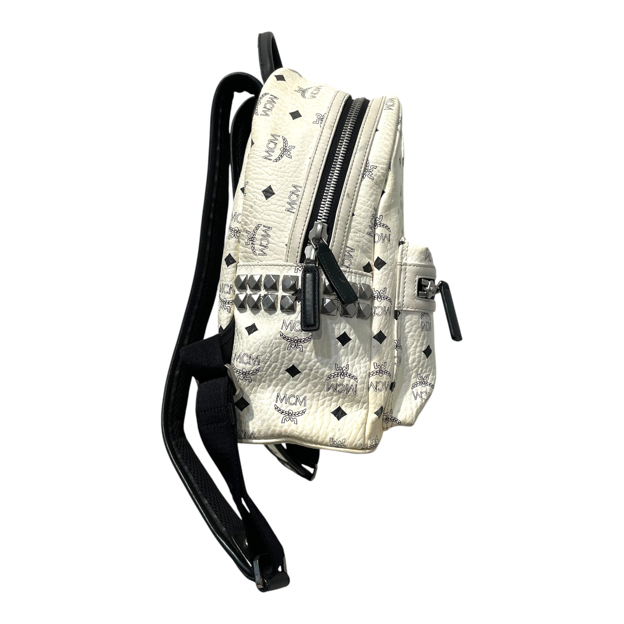 MCM/Bag/Monogram/Leather/WHT/Monogram studded backpac view 2