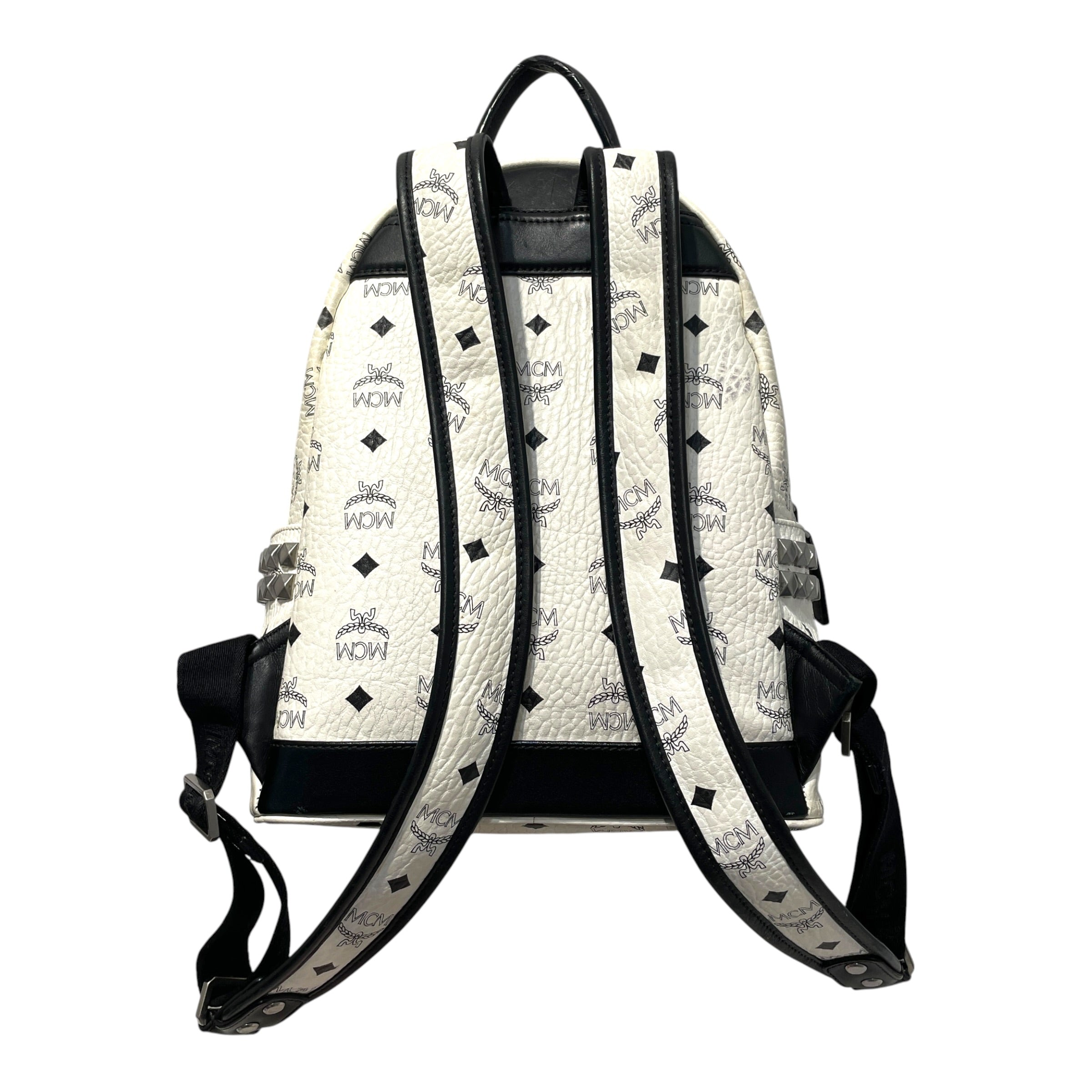 MCM/Bag/Monogram/Leather/WHT/Monogram studded backpac view 3