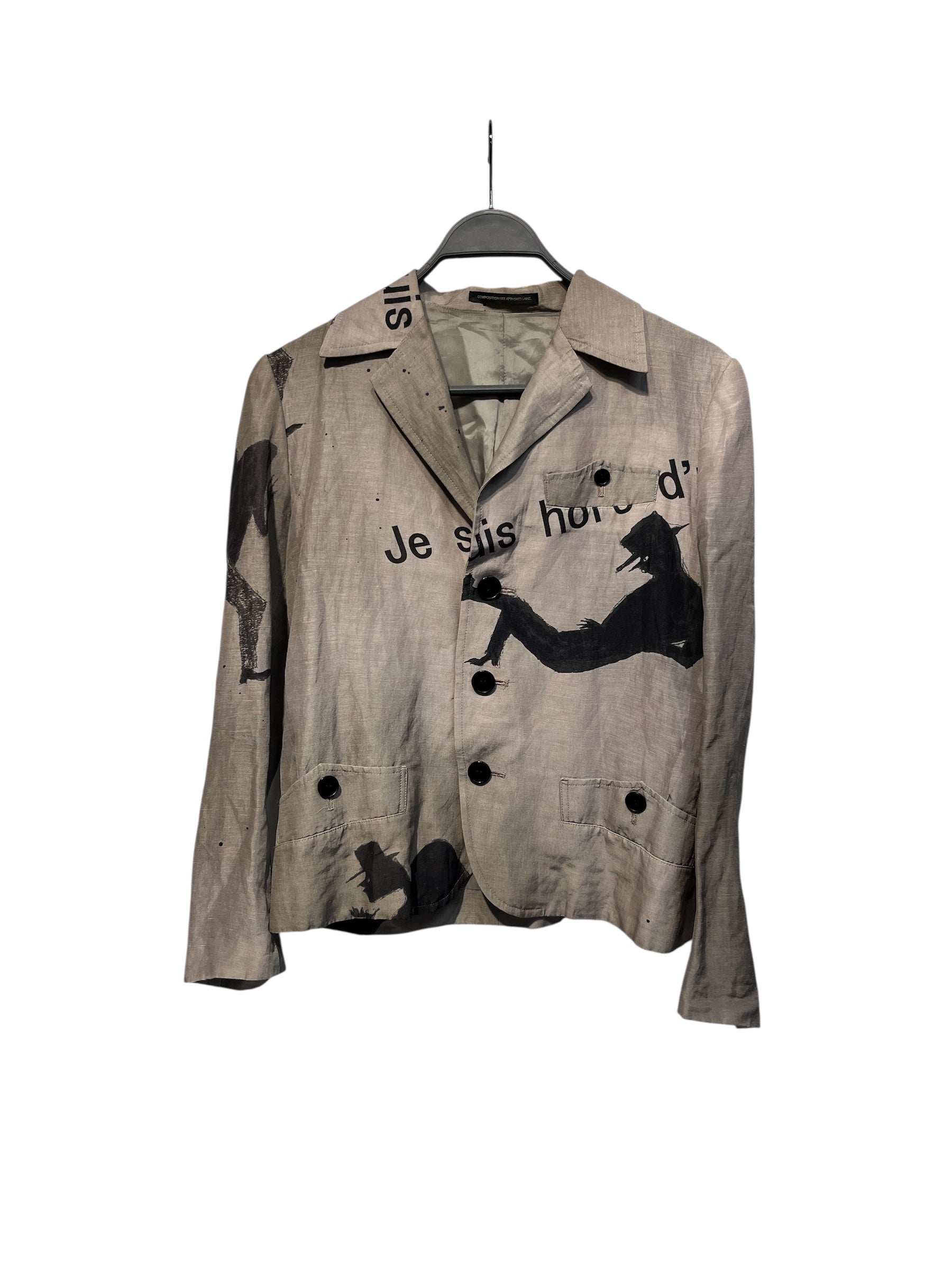Y's/Tailored Jkt/Polyester/GRY/All Over Print/"J suis H" SS 200s view 1