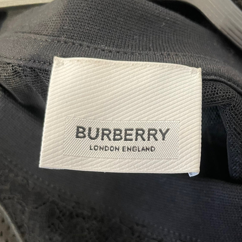 BURBERRY LONDON/SS Cut & Sew/L/Cotton/BLK/Lace Insert Crop T-Shirt