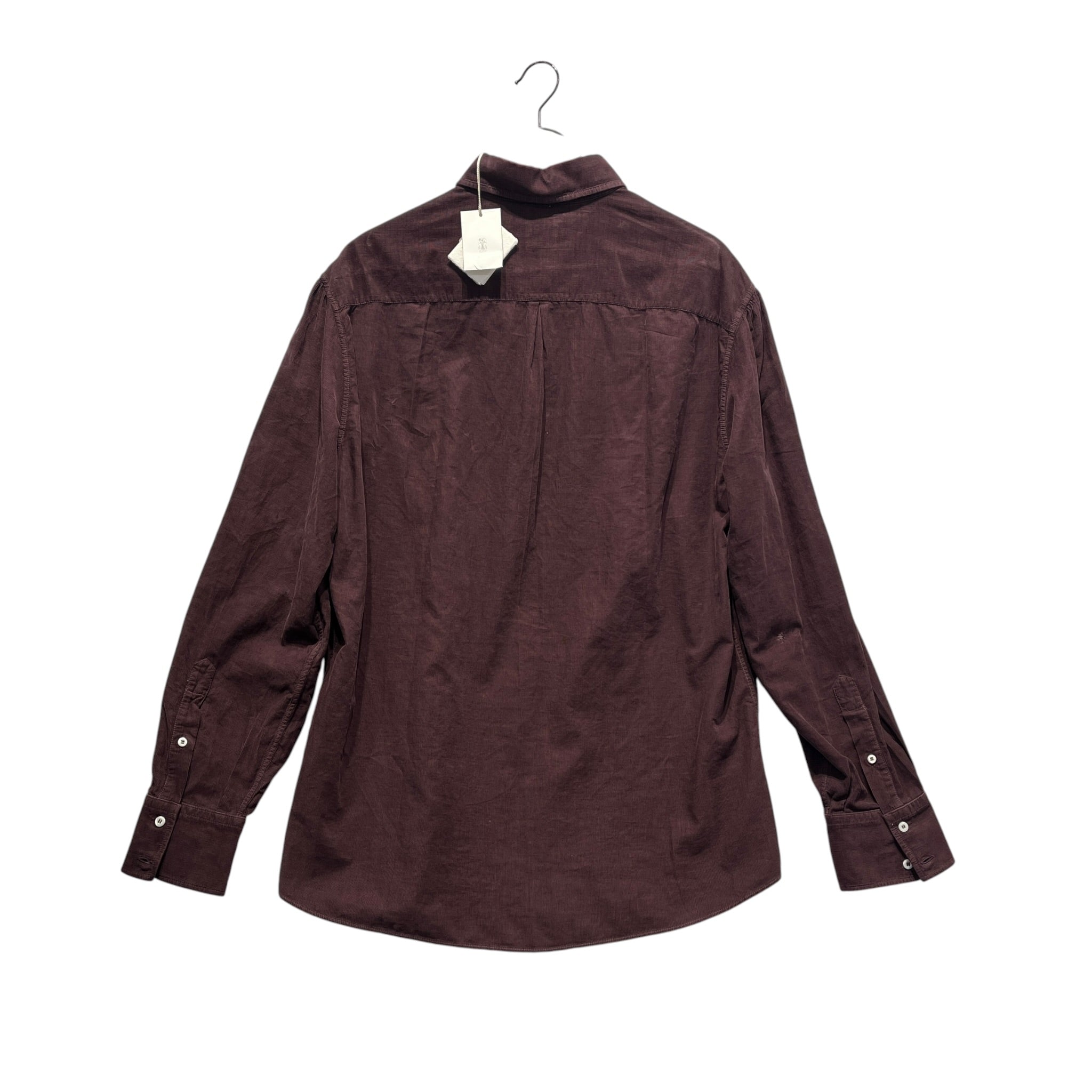 BRUNELLO CUCINELLI/LS Shirt/XXL/Cotton/BRW/Open Coller/Basic Fit Brown Rib Button Up view 2