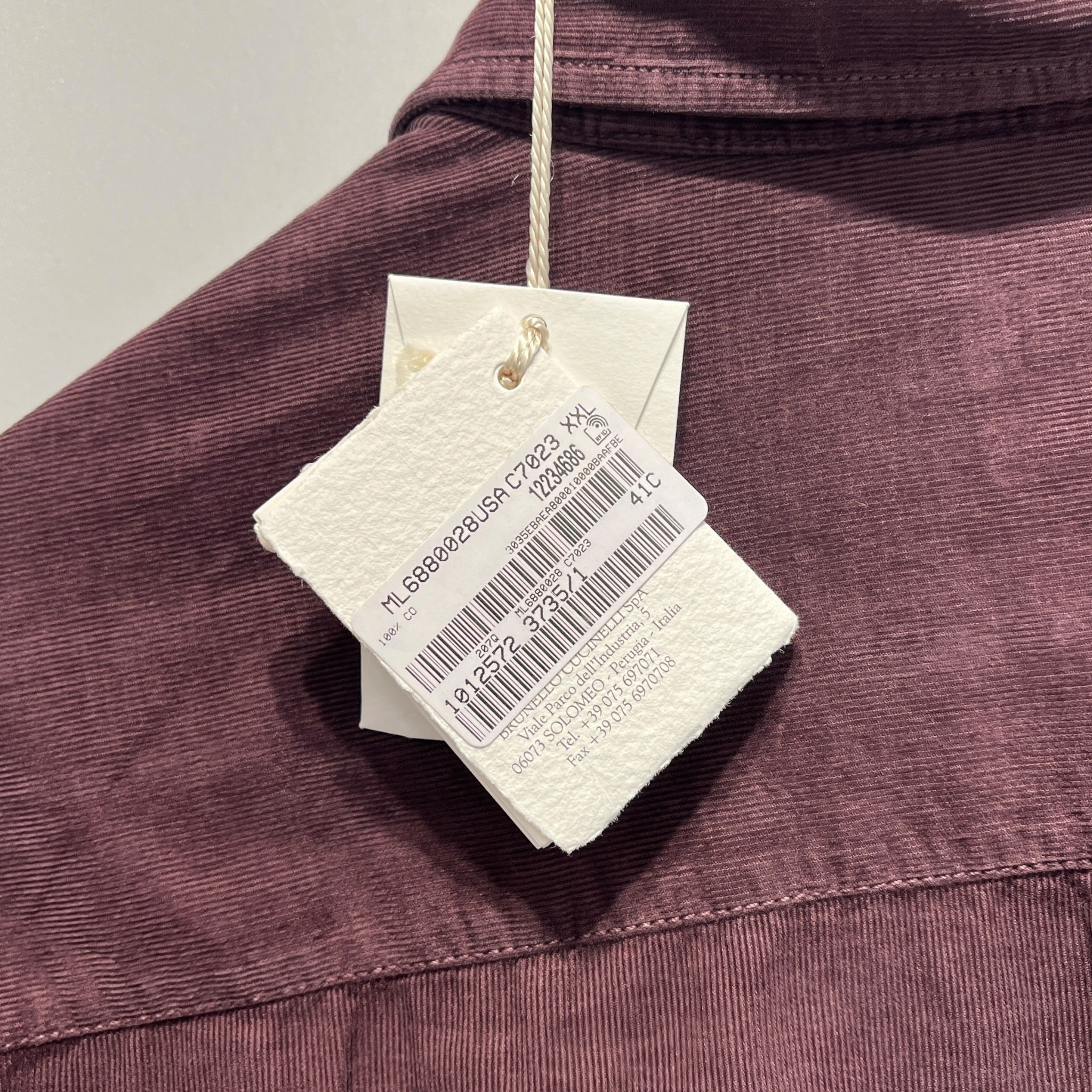 BRUNELLO CUCINELLI/LS Shirt/XXL/Cotton/BRW/Open Coller/Basic Fit Brown Rib Button Up view 6