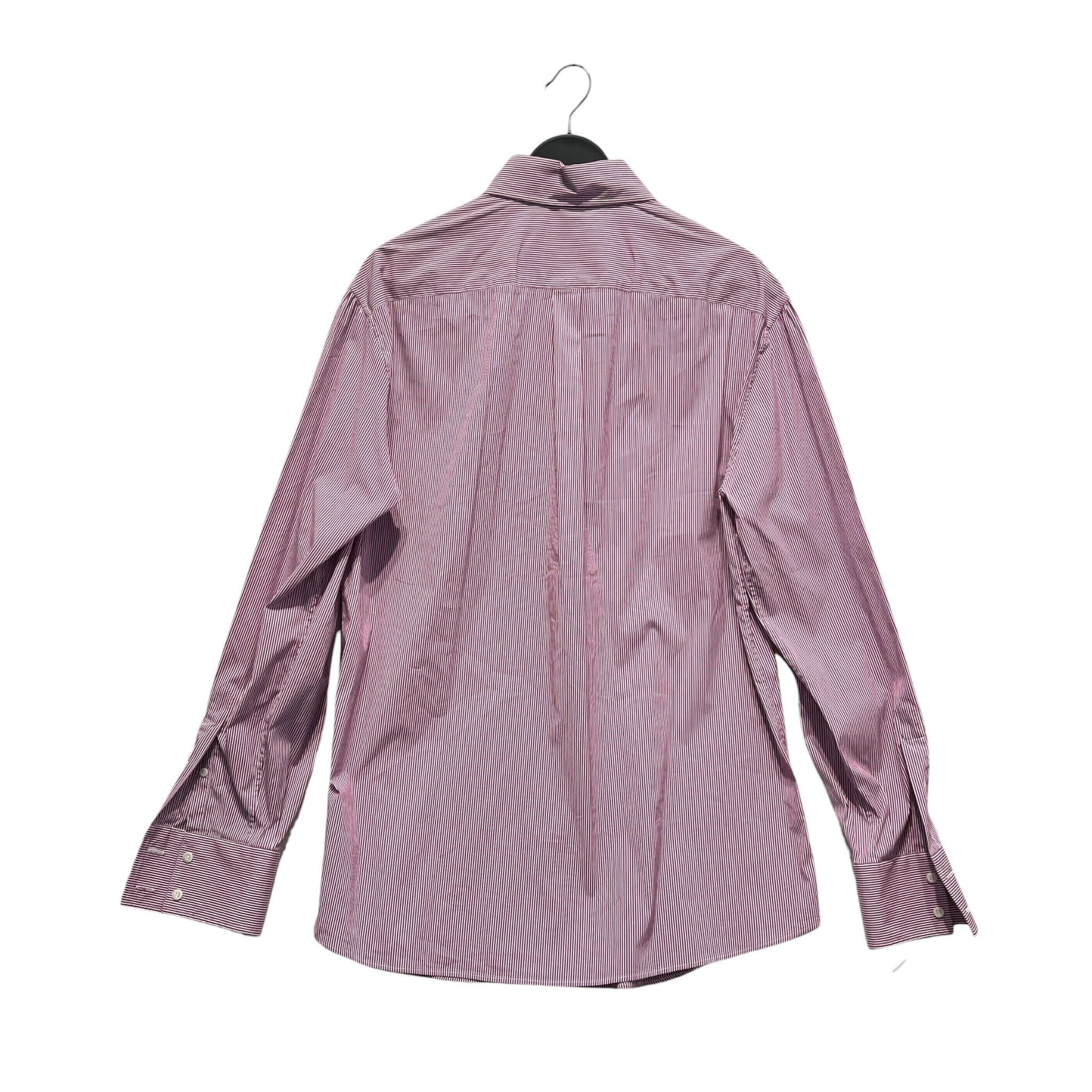 BRUNELLO CUCINELLI/LS Shirt/XXL/Cotton/PPL/Open Coller/Stripe/Raspberry Stripe Button Up view 2