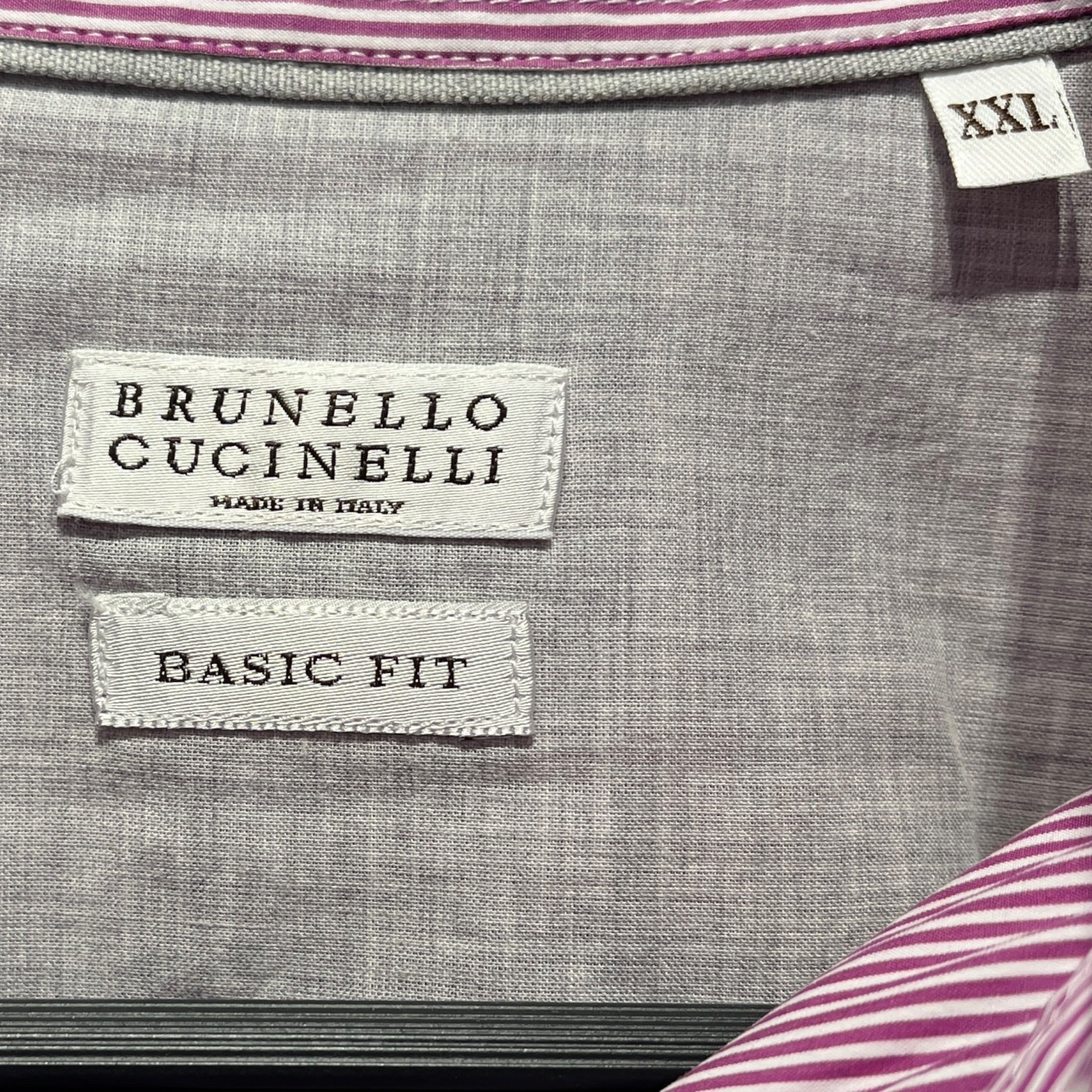 BRUNELLO CUCINELLI/LS Shirt/XXL/Cotton/PPL/Open Coller/Stripe/Raspberry Stripe Button Up view 3