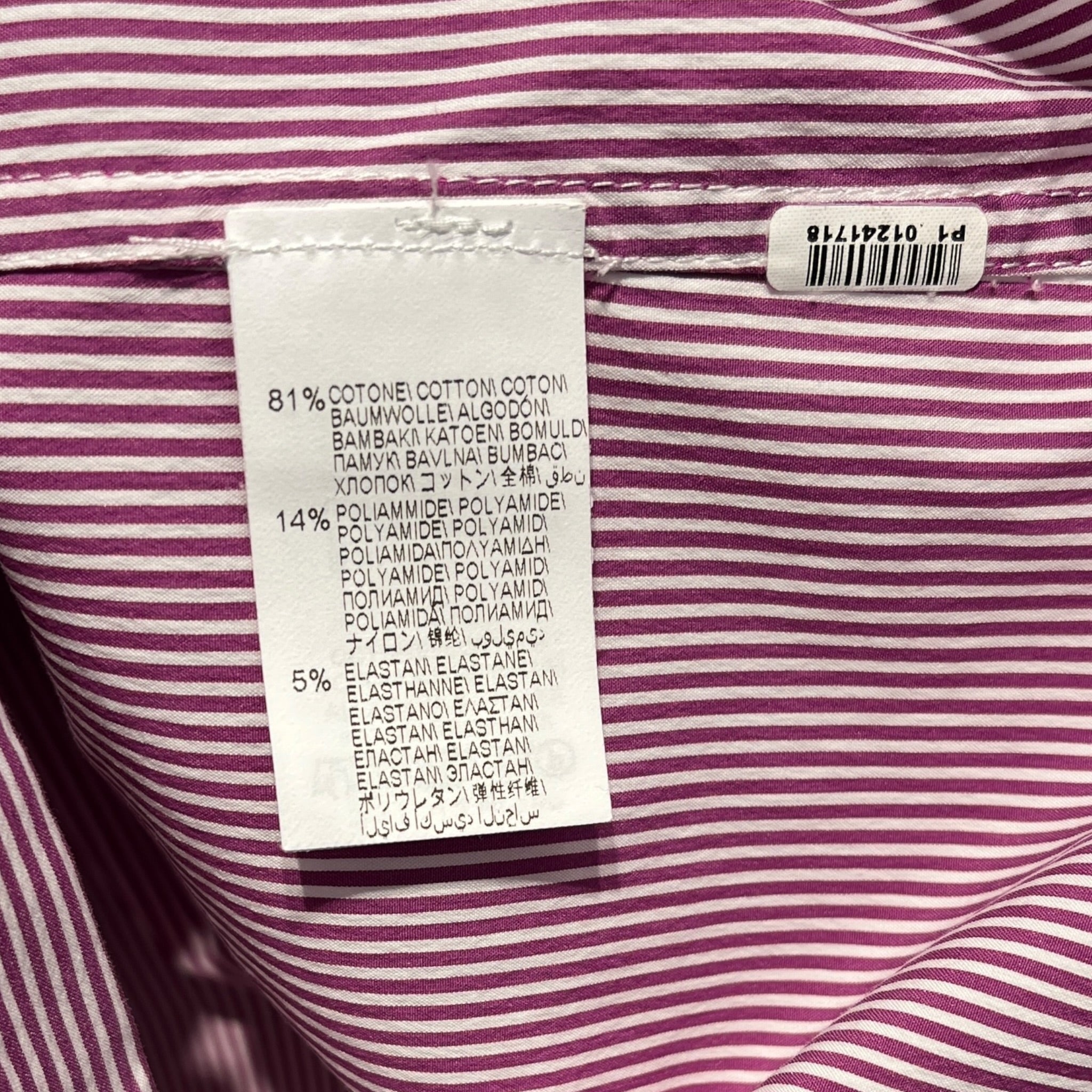 BRUNELLO CUCINELLI/LS Shirt/XXL/Cotton/PPL/Open Coller/Stripe/Raspberry Stripe Button Up view 4