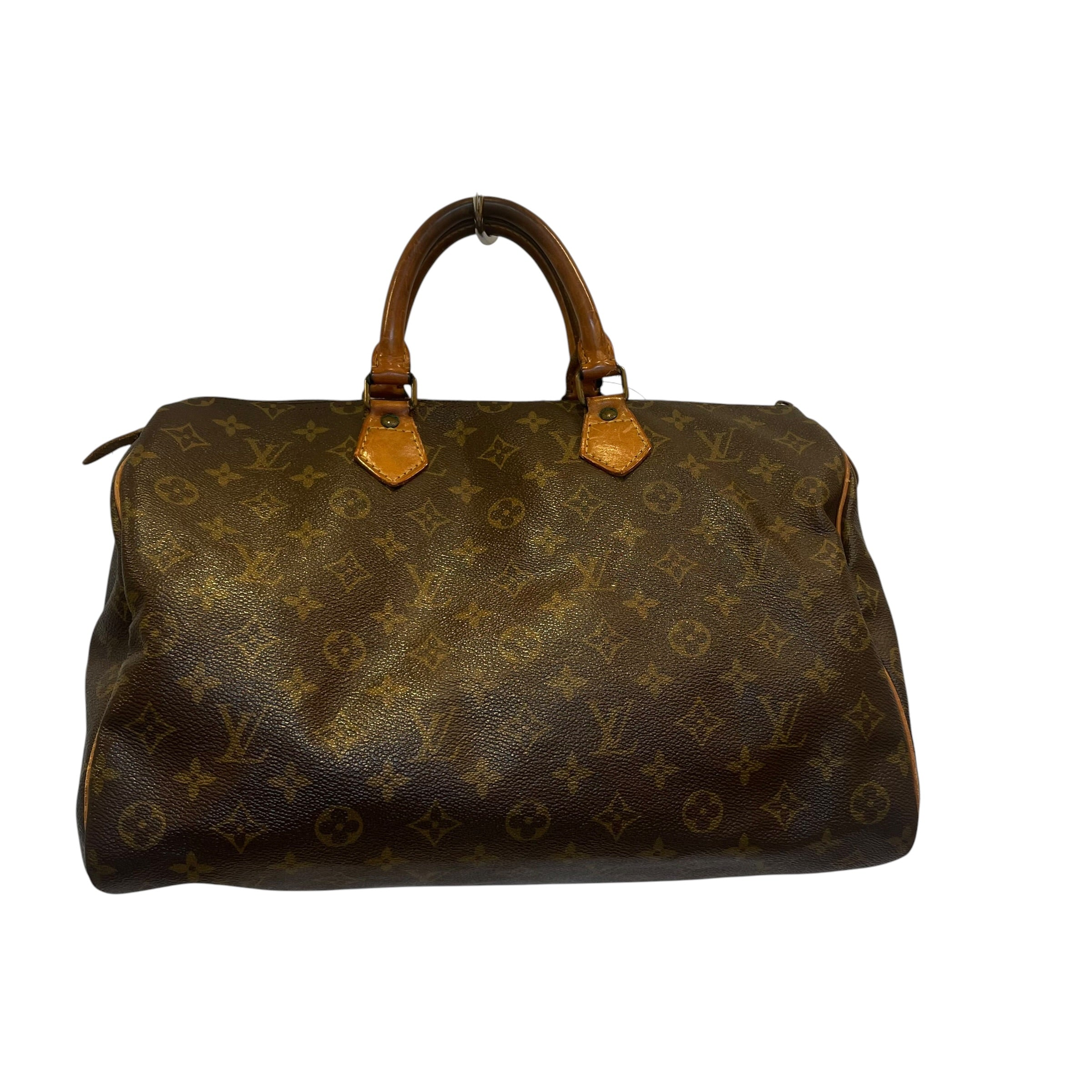 LOUIS VUITTON/Hand Bag/Monogram/Leather/BRW/lock on side/ykk zipper view 1