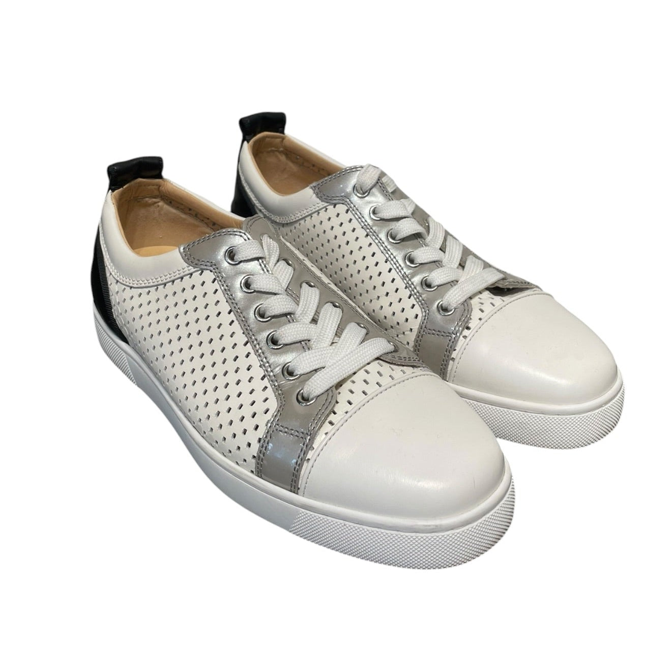 Christian Louboutin/Low-Sneakers/EU 40/Leather/WHT/silver details view 1