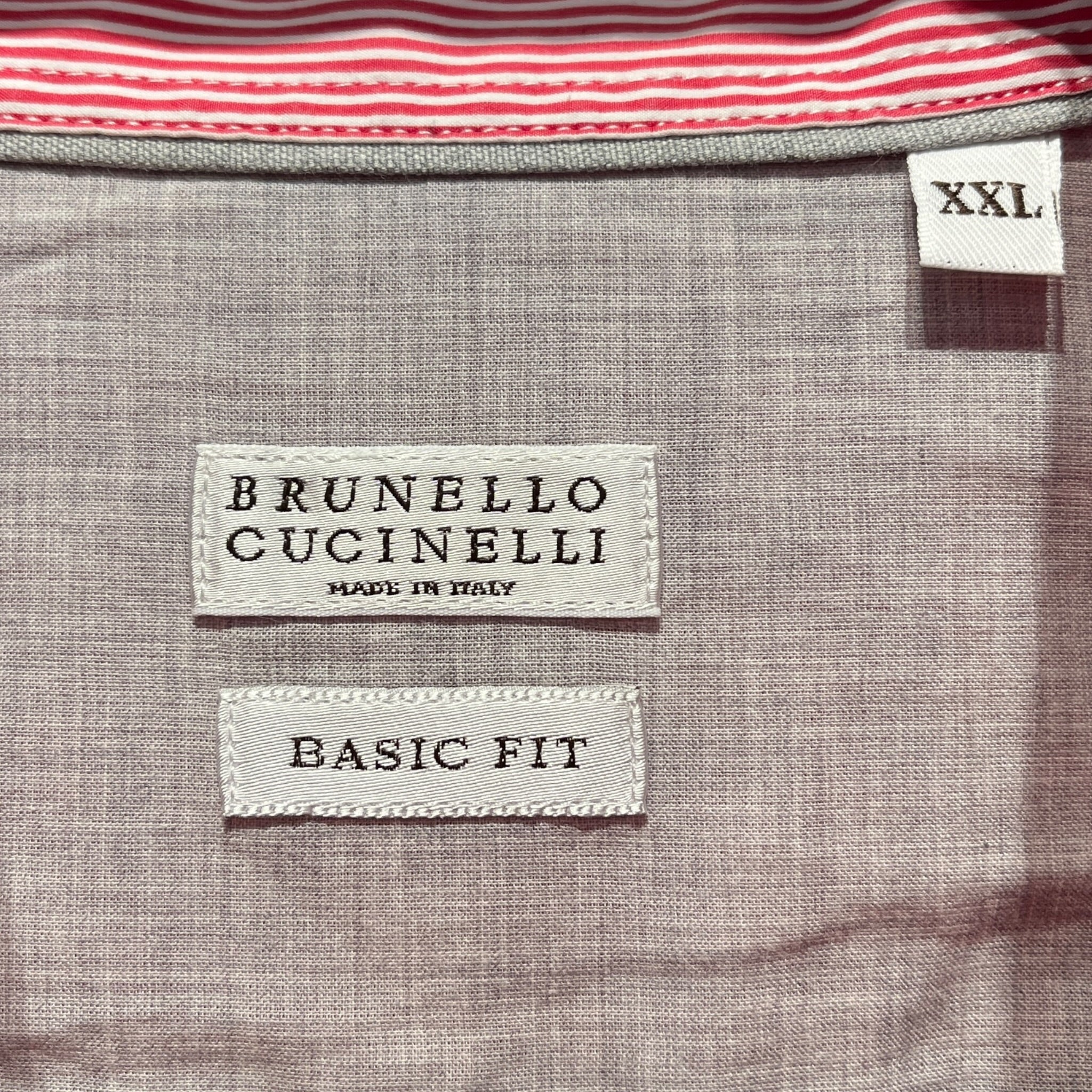 BRUNELLO CUCINELLI/LS Shirt/XXL/Cotton/RED/Open Coller/Stripe/Bright Red Basic Fit Stripes view 3