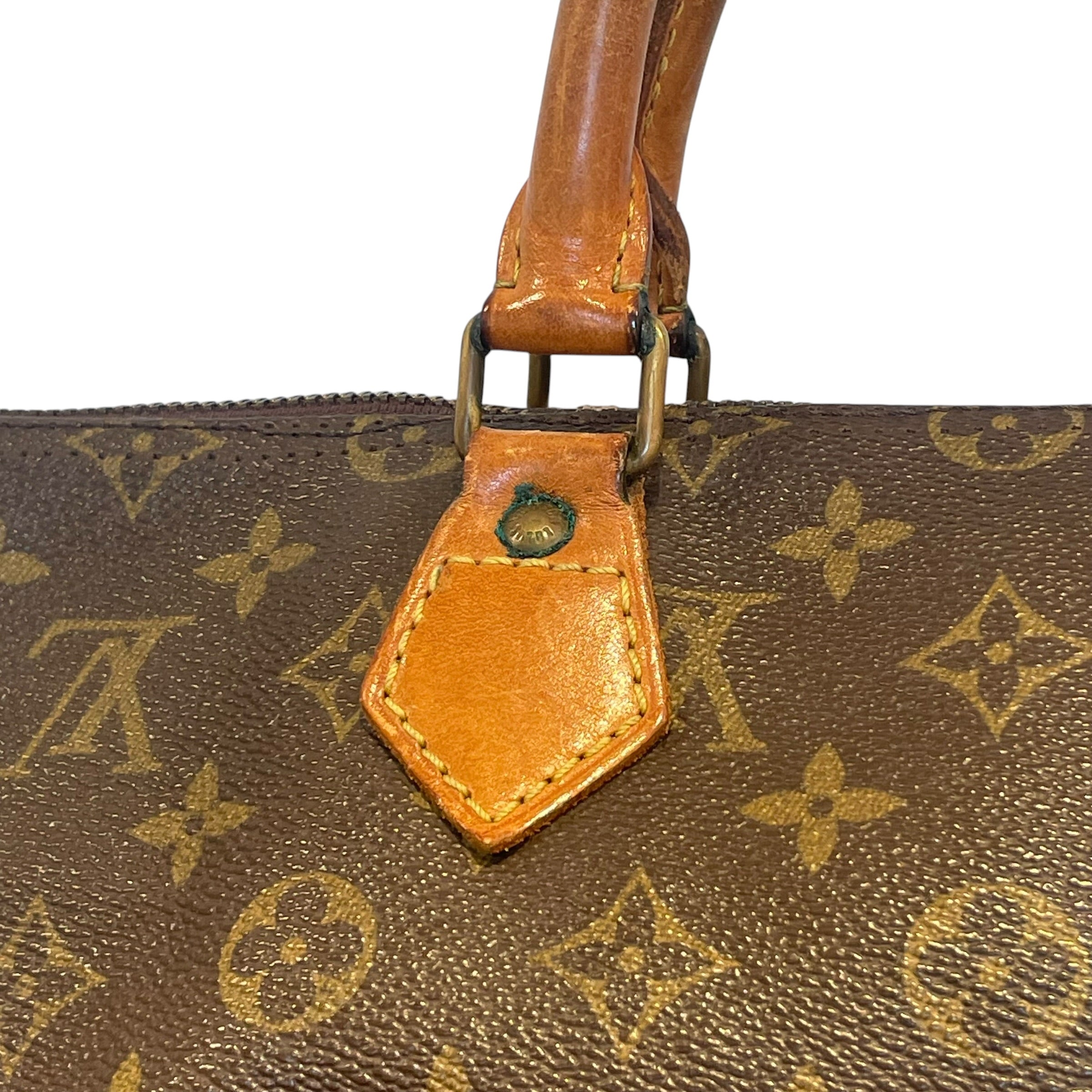 LOUIS VUITTON/Hand Bag/Monogram/Leather/BRW/lock on side/ykk zipper view 5