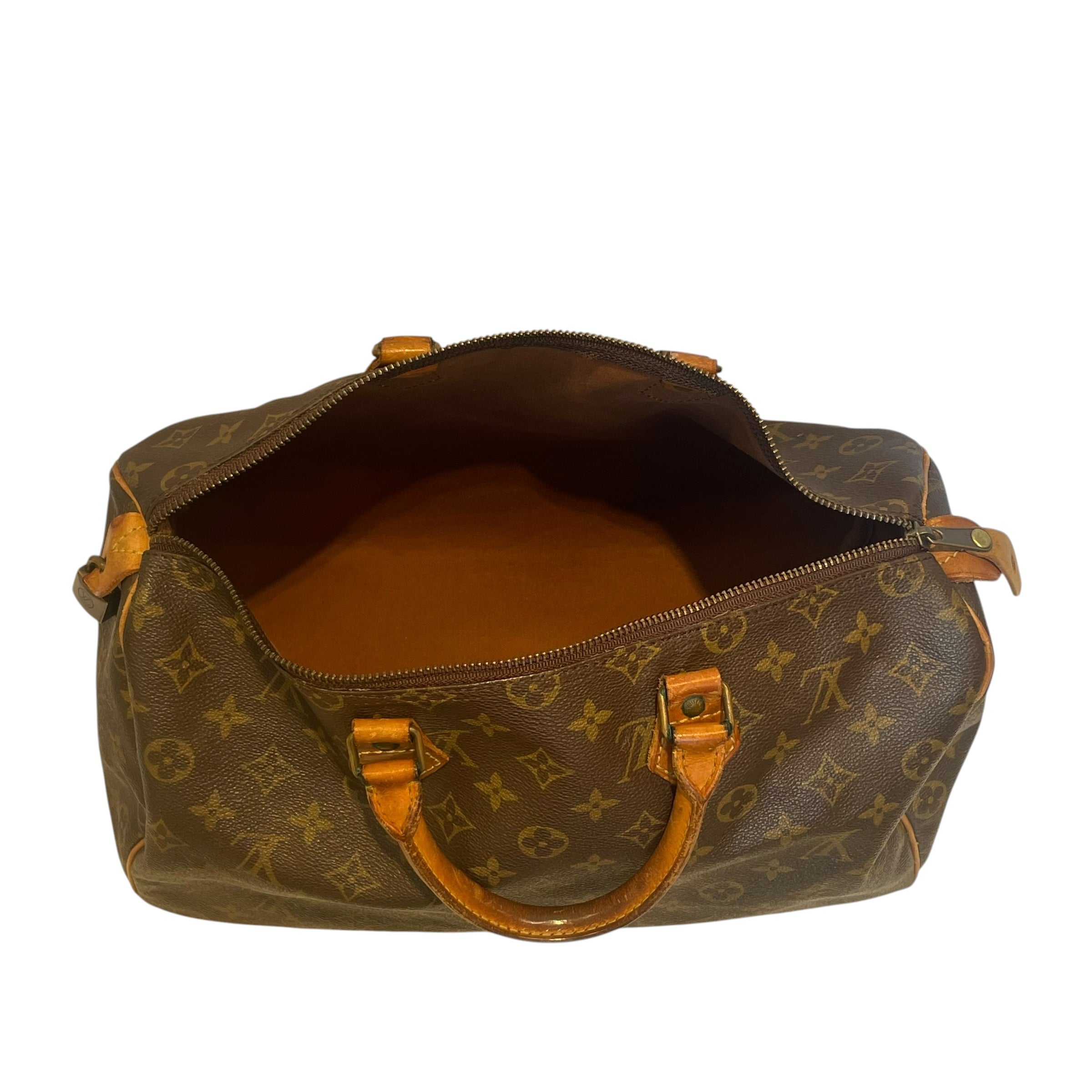 LOUIS VUITTON/Hand Bag/Monogram/Leather/BRW/lock on side/ykk zipper view 7
