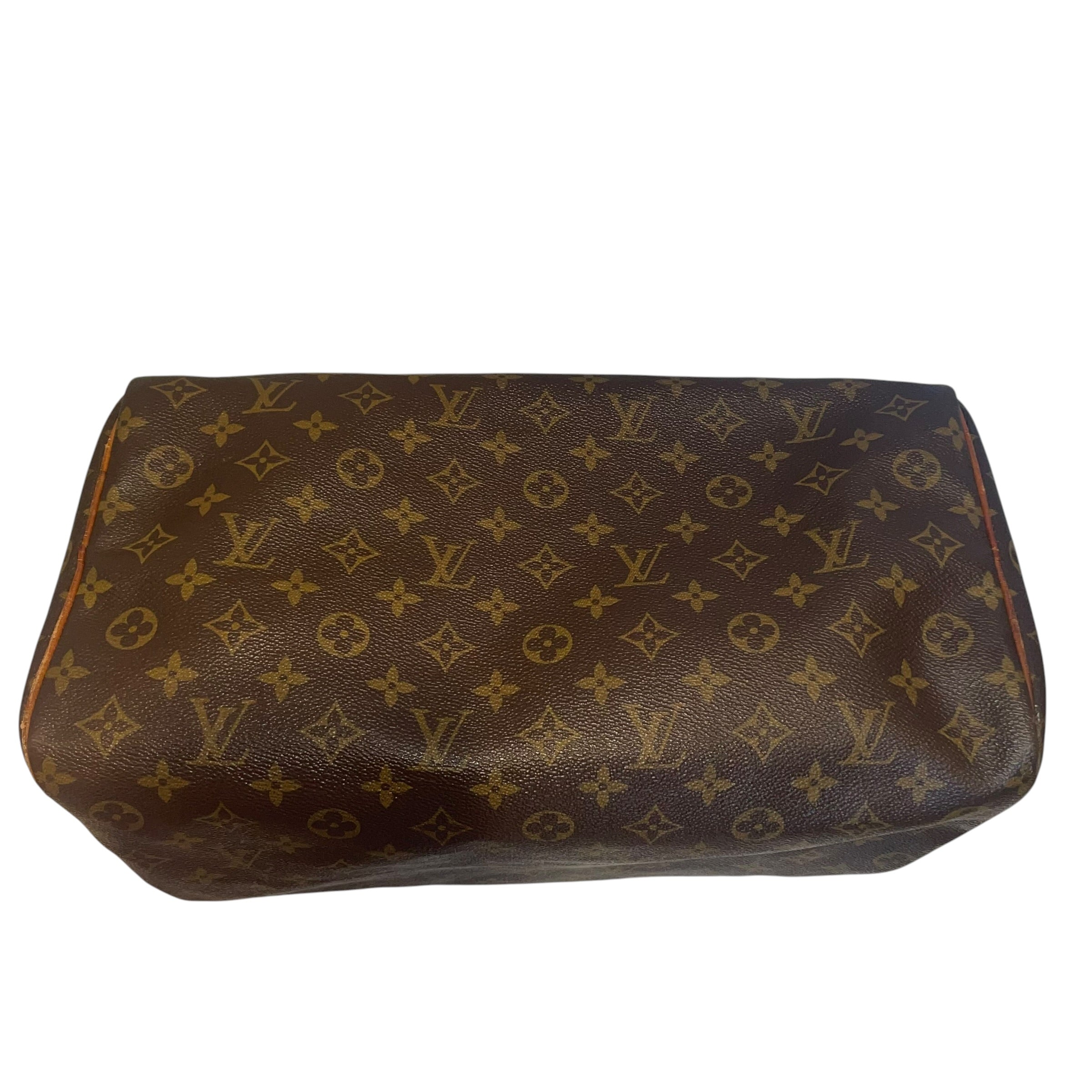 LOUIS VUITTON/Hand Bag/Monogram/Leather/BRW/lock on side/ykk zipper view 6