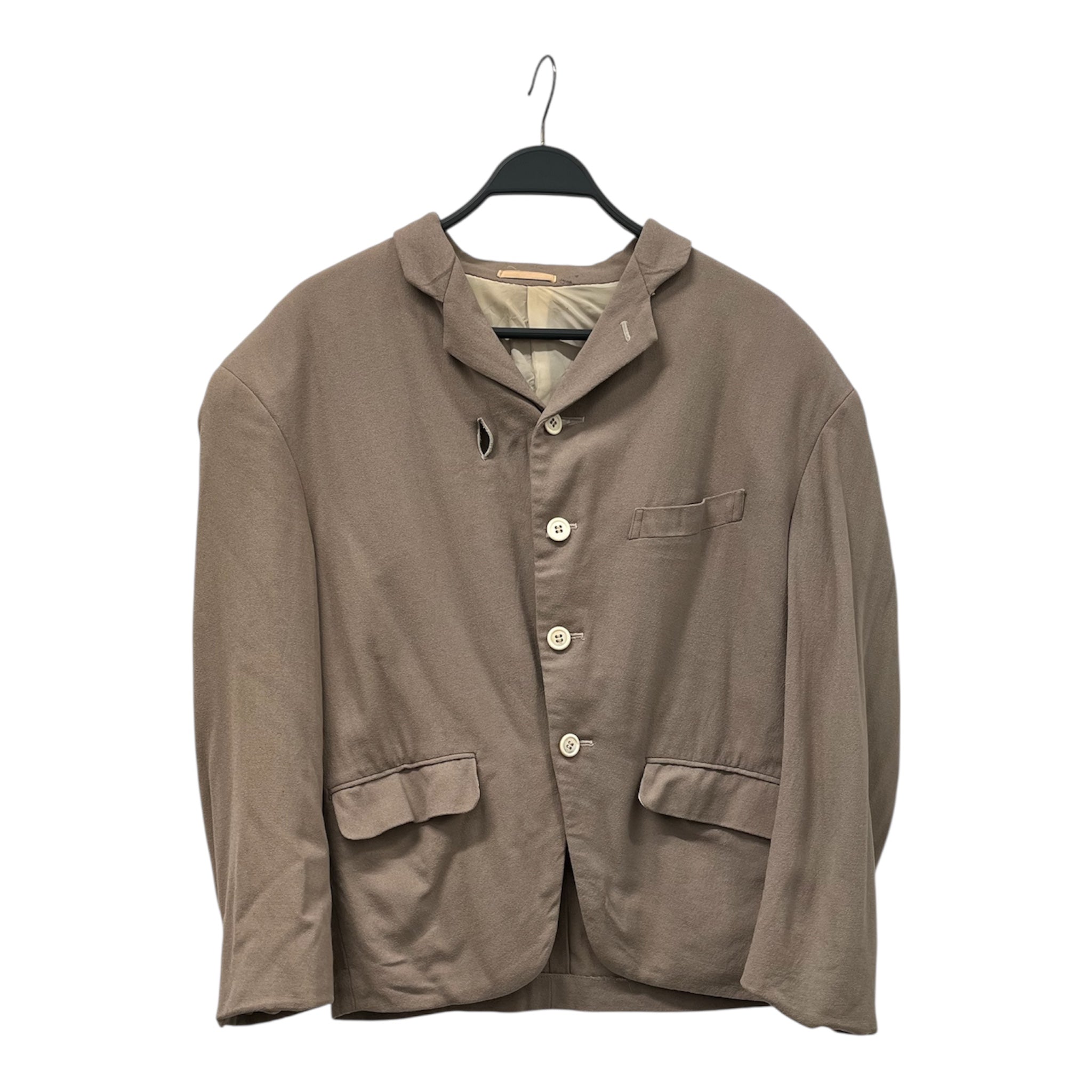 COMME des GARCONS HOMME PLUS/Tailored Jkt/M/Rayon/BEG/CURVED FRONT NECK TIE SASH view 1
