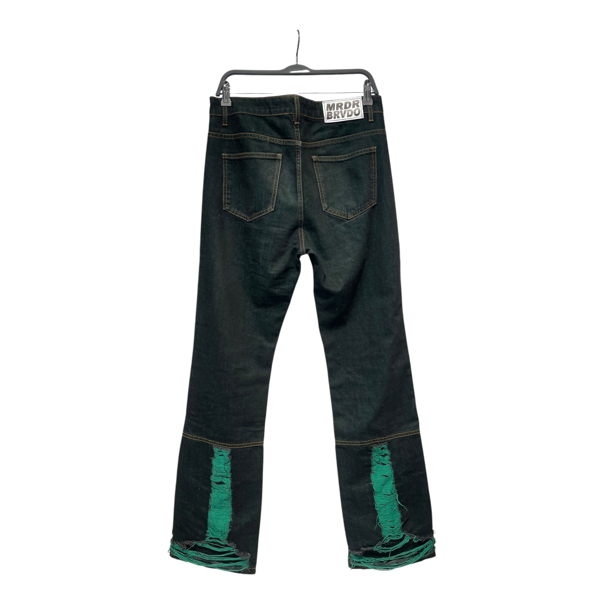 WHO DECIDES WAR/Bootcut Pants/30/Denim/GRN/Distressed/Green Disressing view 2
