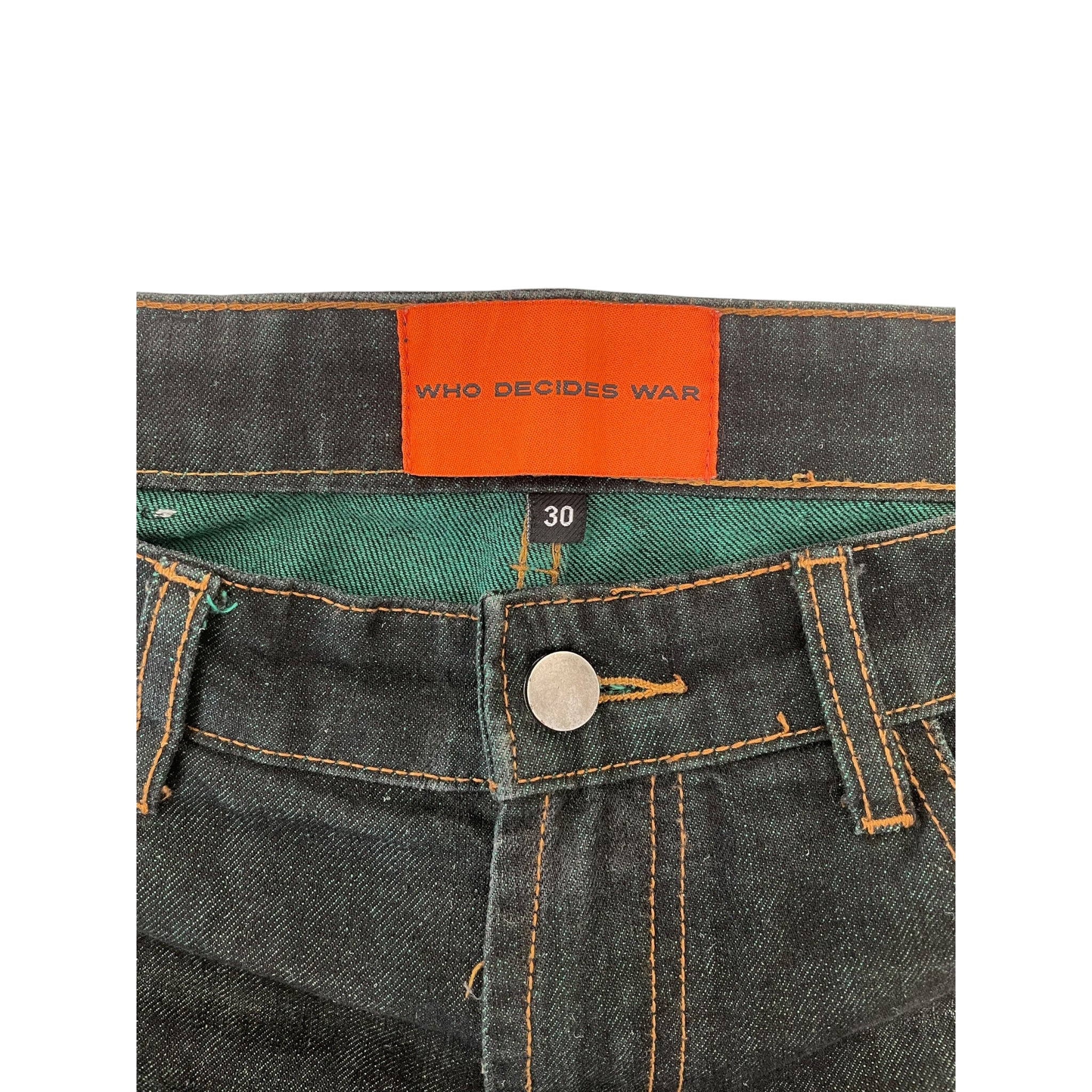 WHO DECIDES WAR/Bootcut Pants/30/Denim/GRN/Distressed/Green Disressing view 3