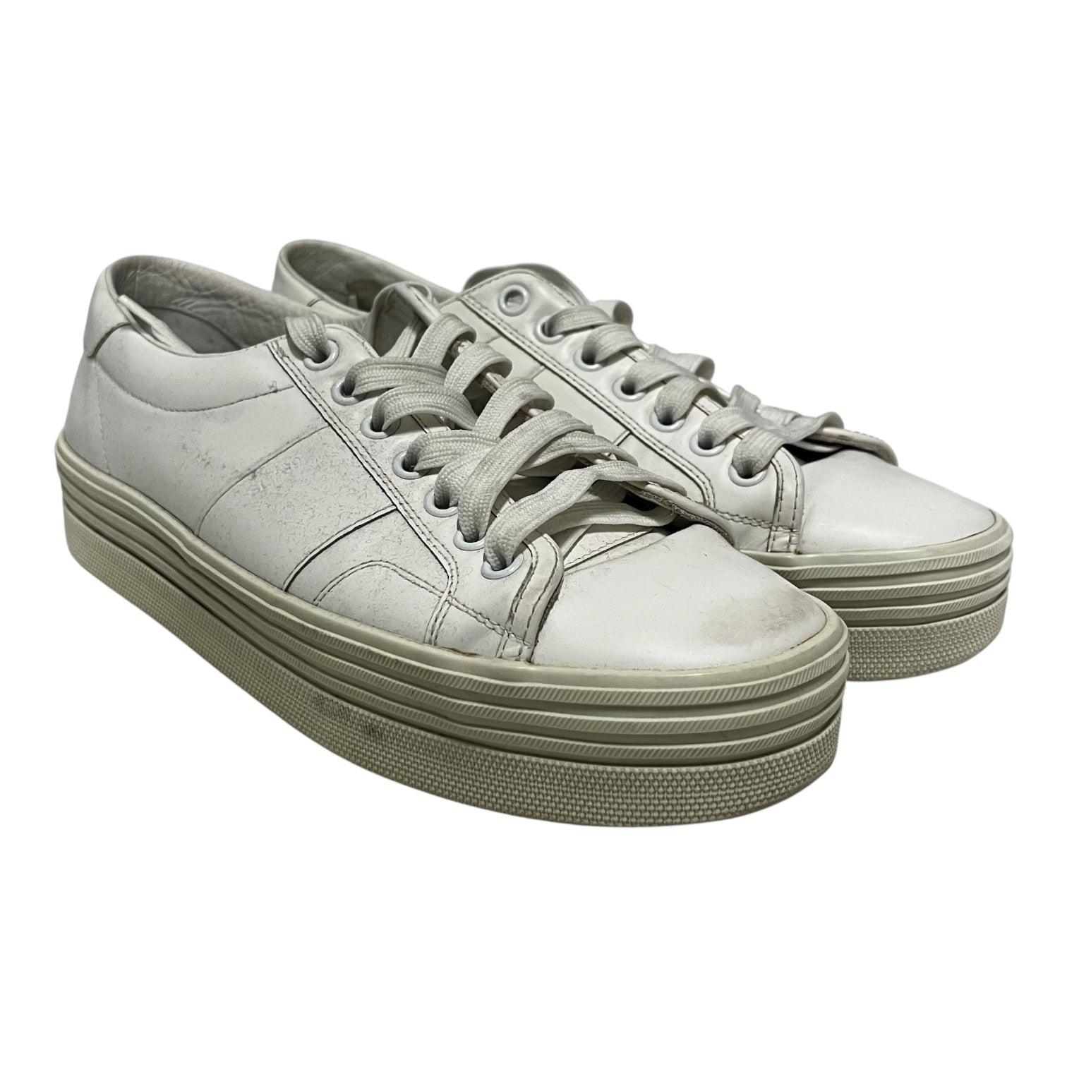 SAINT LAURENT/Low-Sneakers/EU 38/Leather/WHT/lace up platform view 1