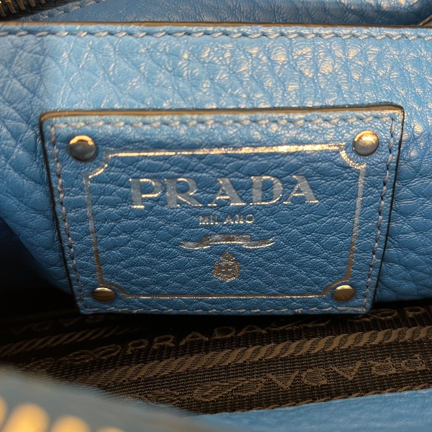 PRADA/Hand Bag/Leather/BLU/VITELLO DAINO view 5