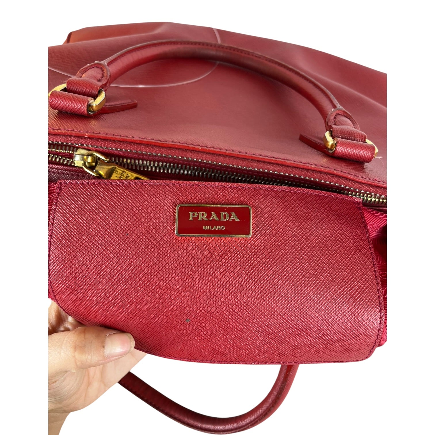 PRADA/Hand Bag/Leather/RED/DOUBLE ZIP GALLERIA view 10