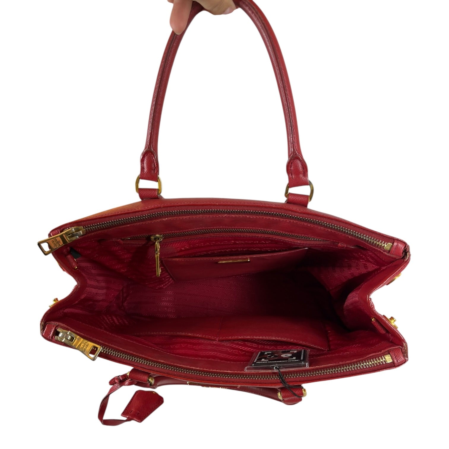 PRADA/Hand Bag/Leather/RED/DOUBLE ZIP GALLERIA view 9
