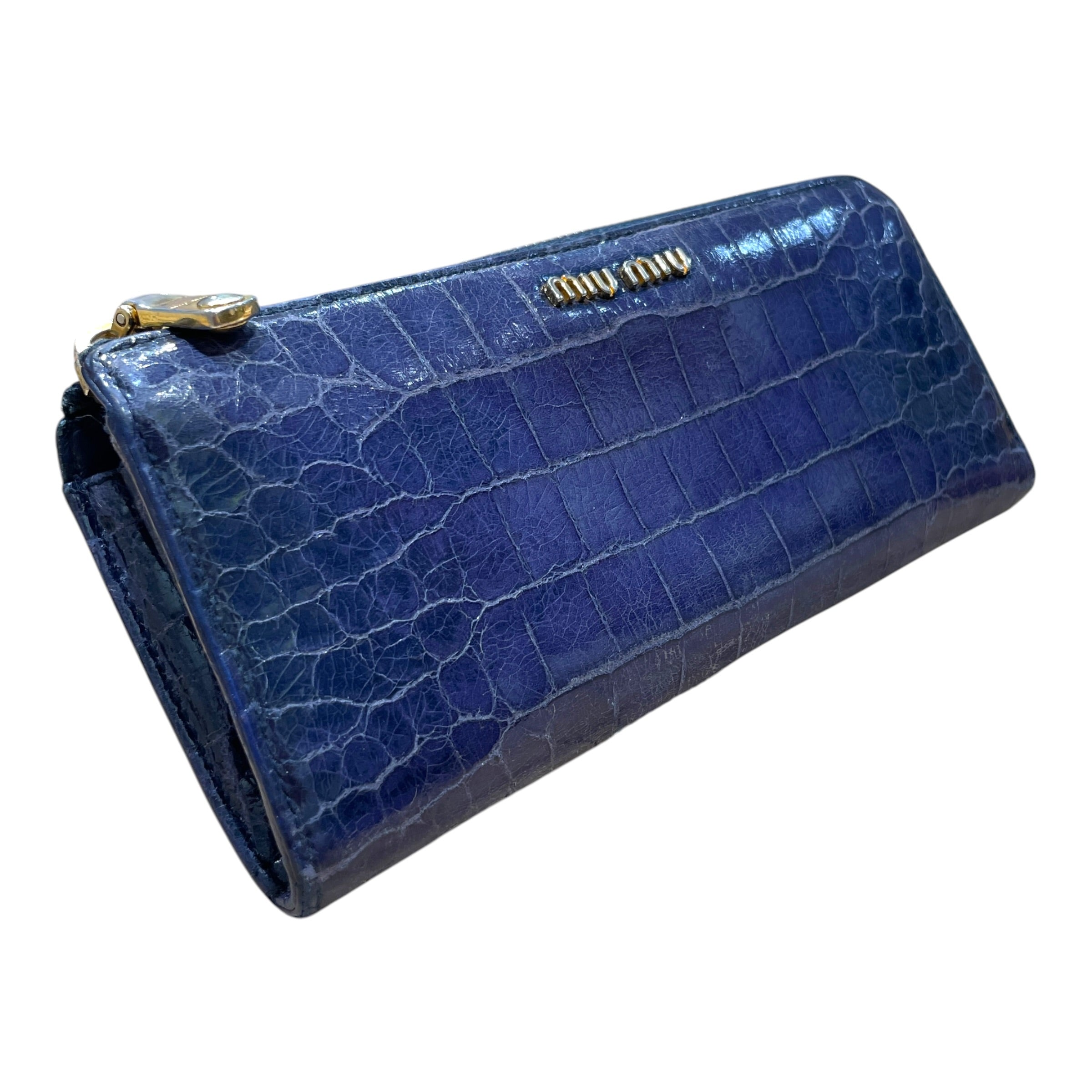 MIU MIU/Long Wallet/Leather/BLU/L's/Crocodile Long Wallet view 1