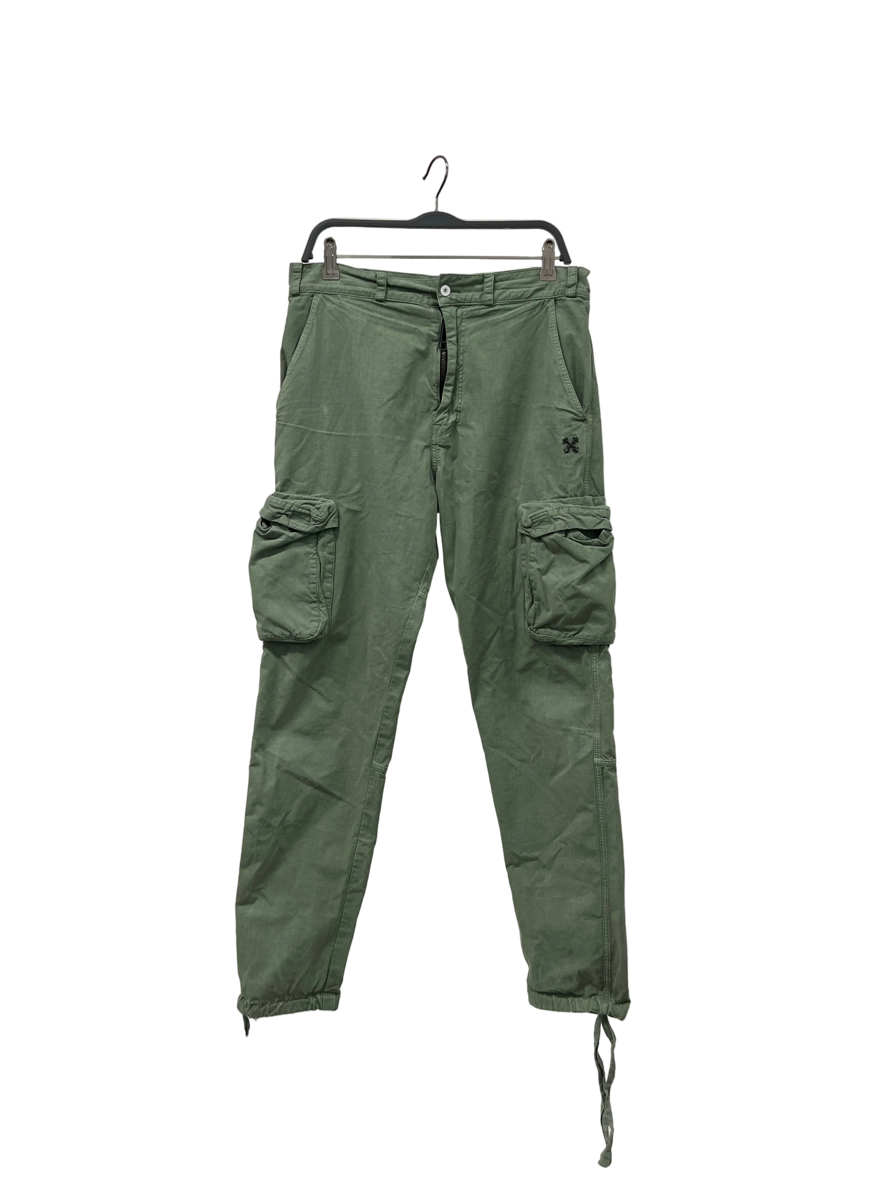 OFF-WHITE/Pants/30/Cotton/GRN/BLK CROSS HARDWARE LOGO CARGO view 1