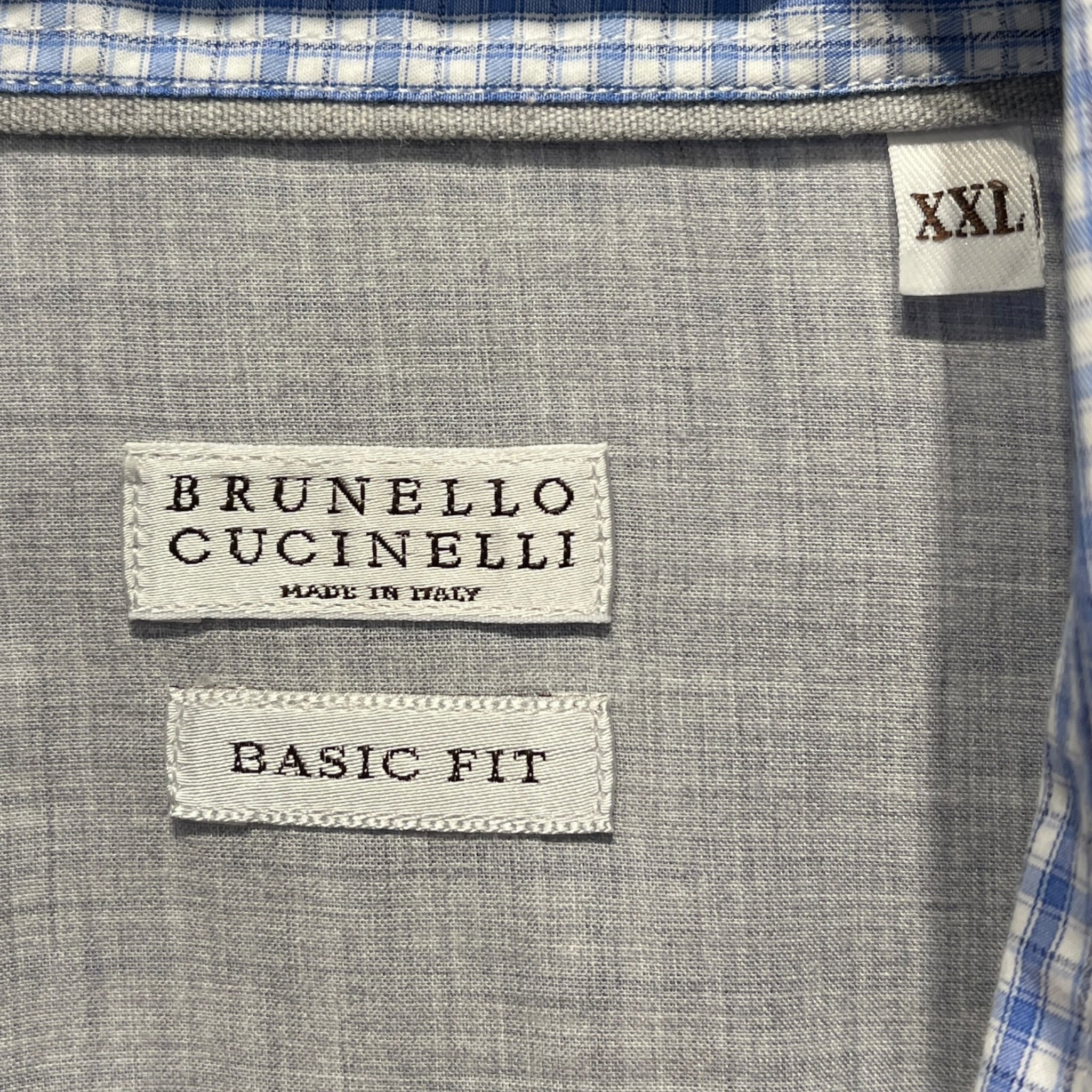 BRUNELLO CUCINELLI/LS Shirt/XXL/Cotton/BLU/Open Coller/Plaid/Blue Gingham Men's Button Up view 3
