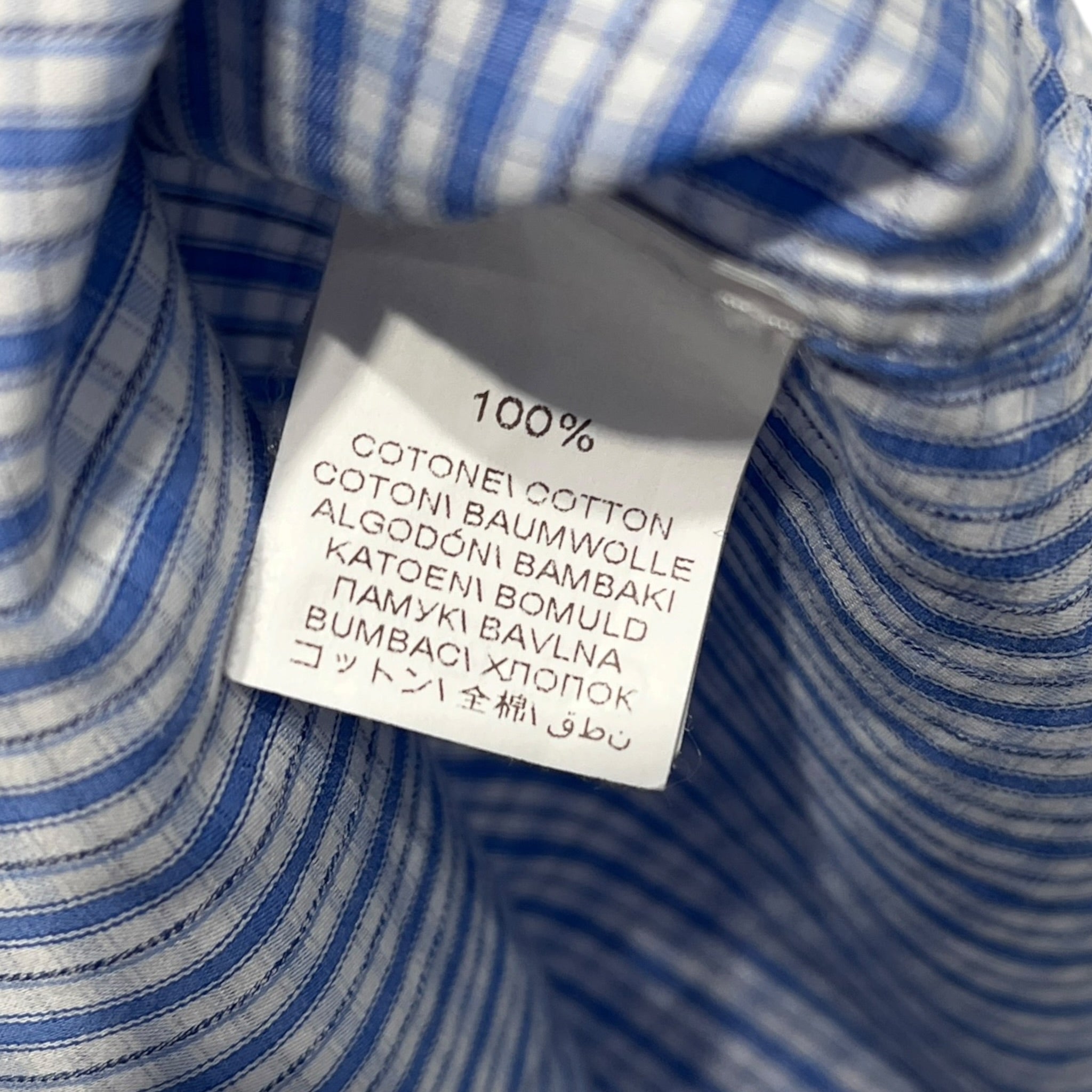 BRUNELLO CUCINELLI/LS Shirt/XXL/Cotton/BLU/Open Coller/Plaid/Blue Gingham Men's Button Up view 4