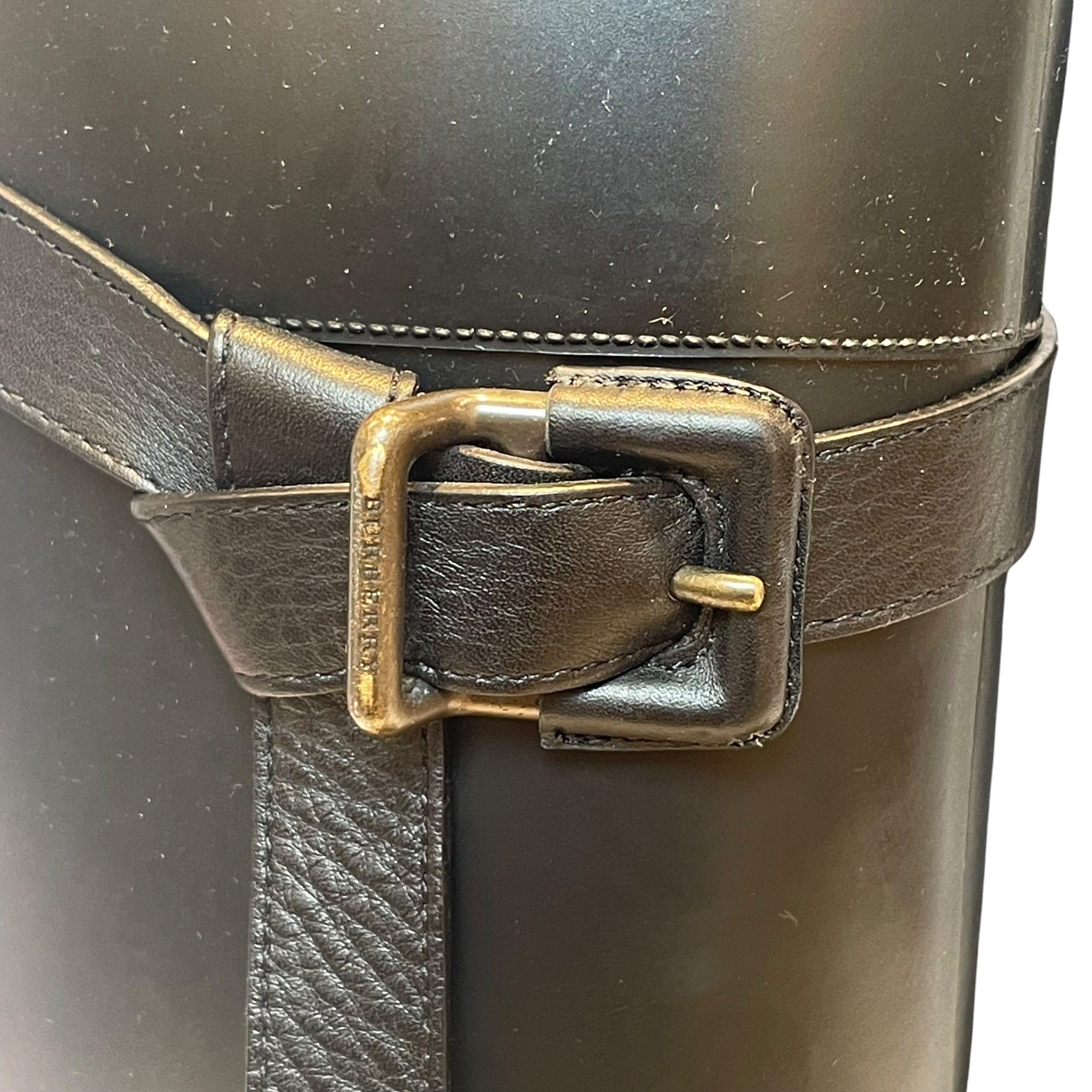 BURBERRY/Rain Boots/EU 37/BLK/PLAID INSIDE/STRAP AROUND TOP view 3