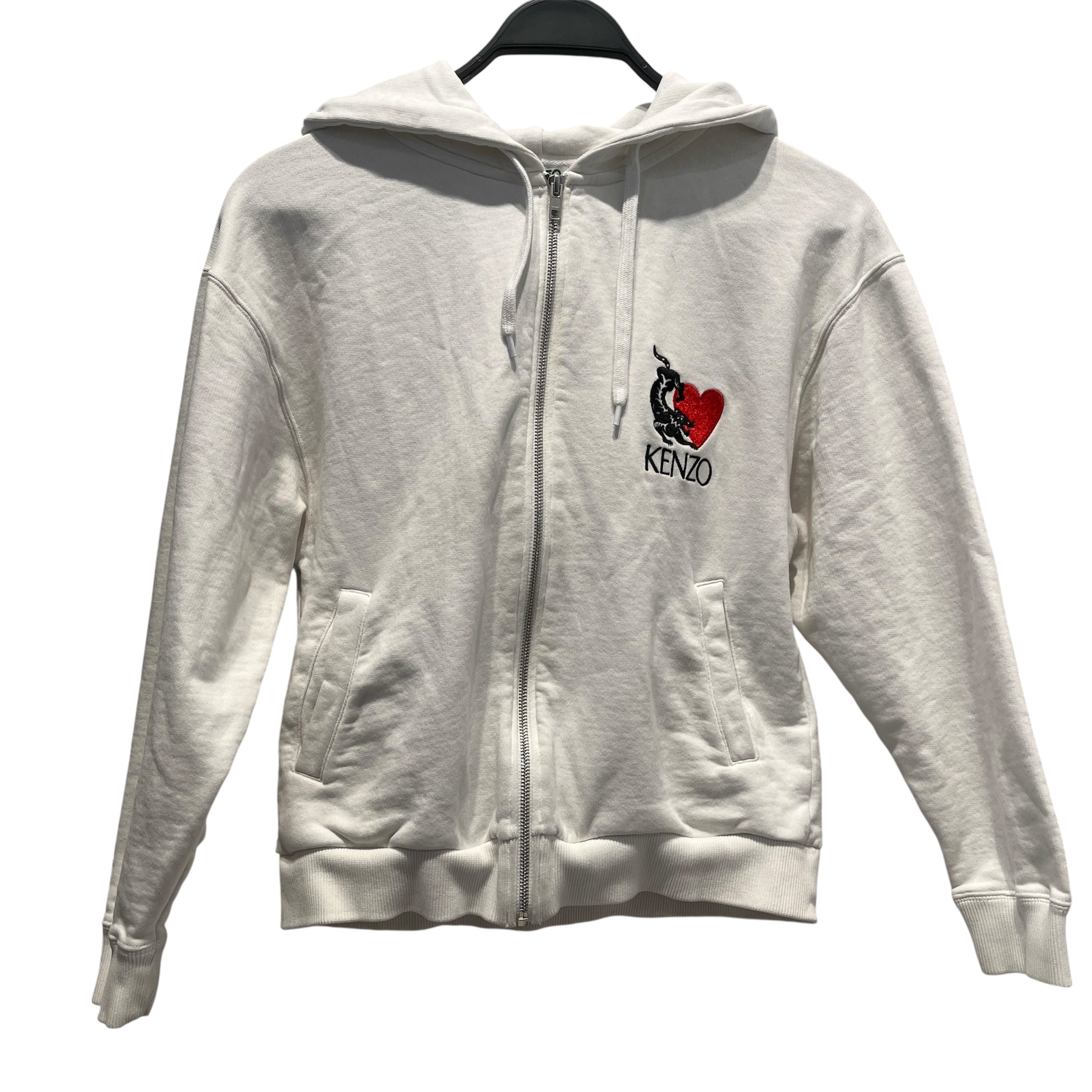 KENZO/Zip Up Hoodie/S/Graphic/Cotton/WHT/Valentine's Day Lucky Tiger view 1