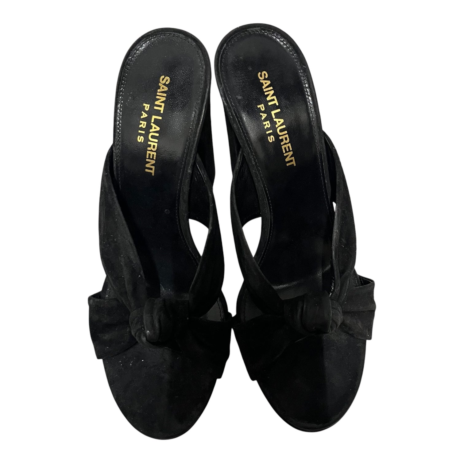 SAINT LAURENT/Heels/US 7/Suede/BLK/lou lou 100 knot mules view 4