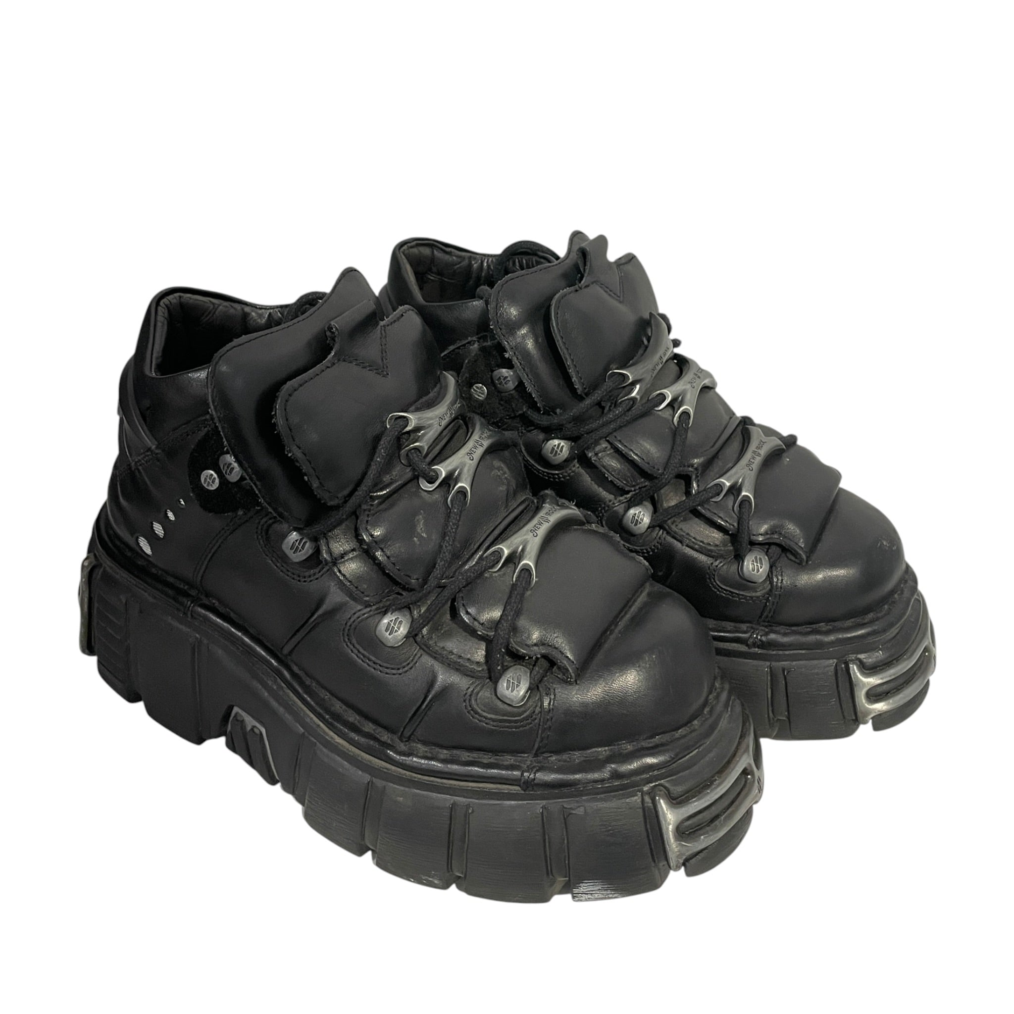 NEW ROCK/Boots/EU 41/Leather/BLK/PLATFORM BLK METAL HARDWARE view 1