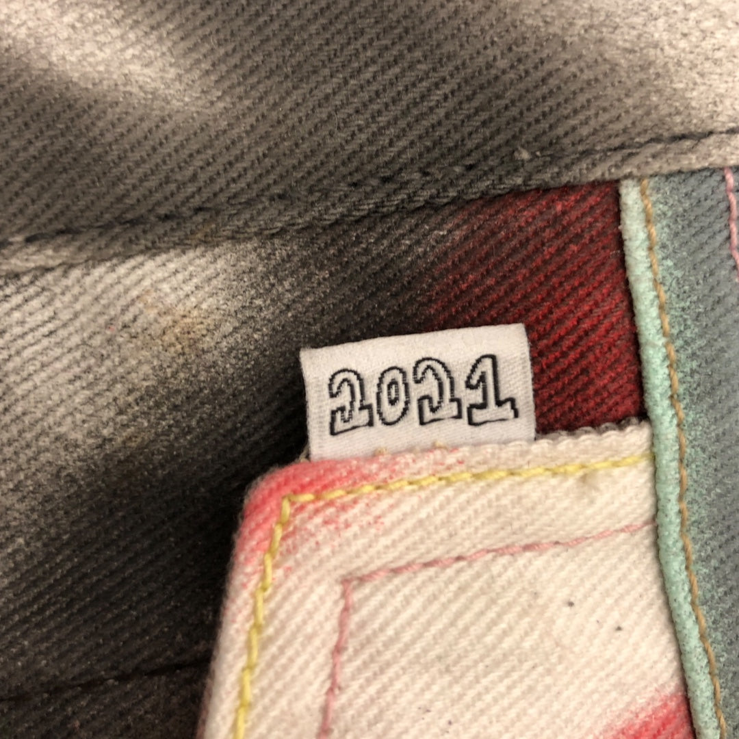 ASSPIZZA/Denim Jkt/Cotton/WHT/All Over Print/therapy spraypaint jacket view 3