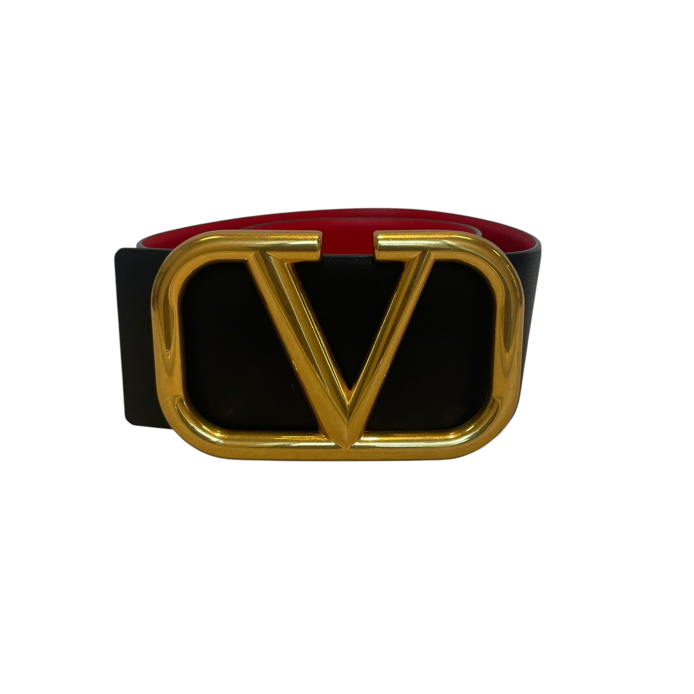 VALENTINO/Belt/Leather/BLK/RED INSIDE view 1
