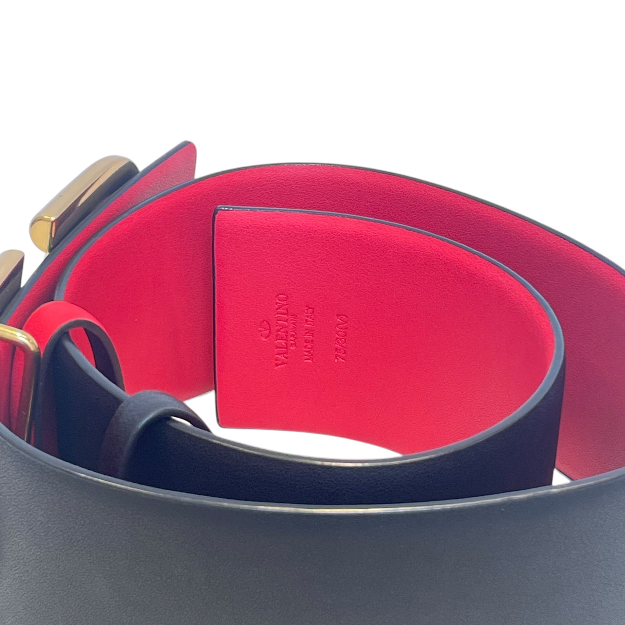 VALENTINO/Belt/Leather/BLK/RED INSIDE view 3