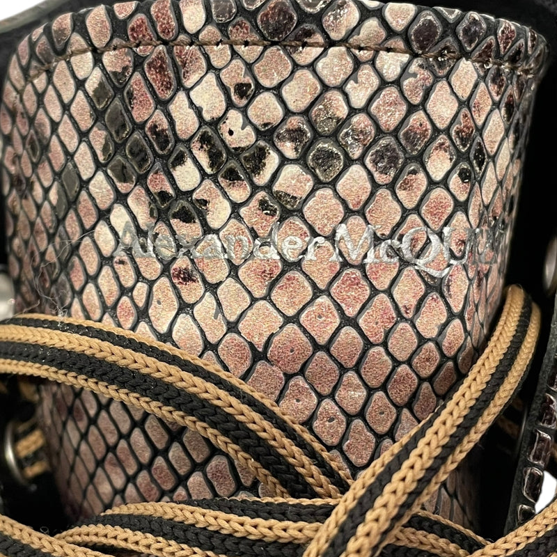 Alexander McQueen/Hi-Sneakers/EU 42/Animal Pattern/Leather/BEG/U-Tip/snakeskin brown shoes