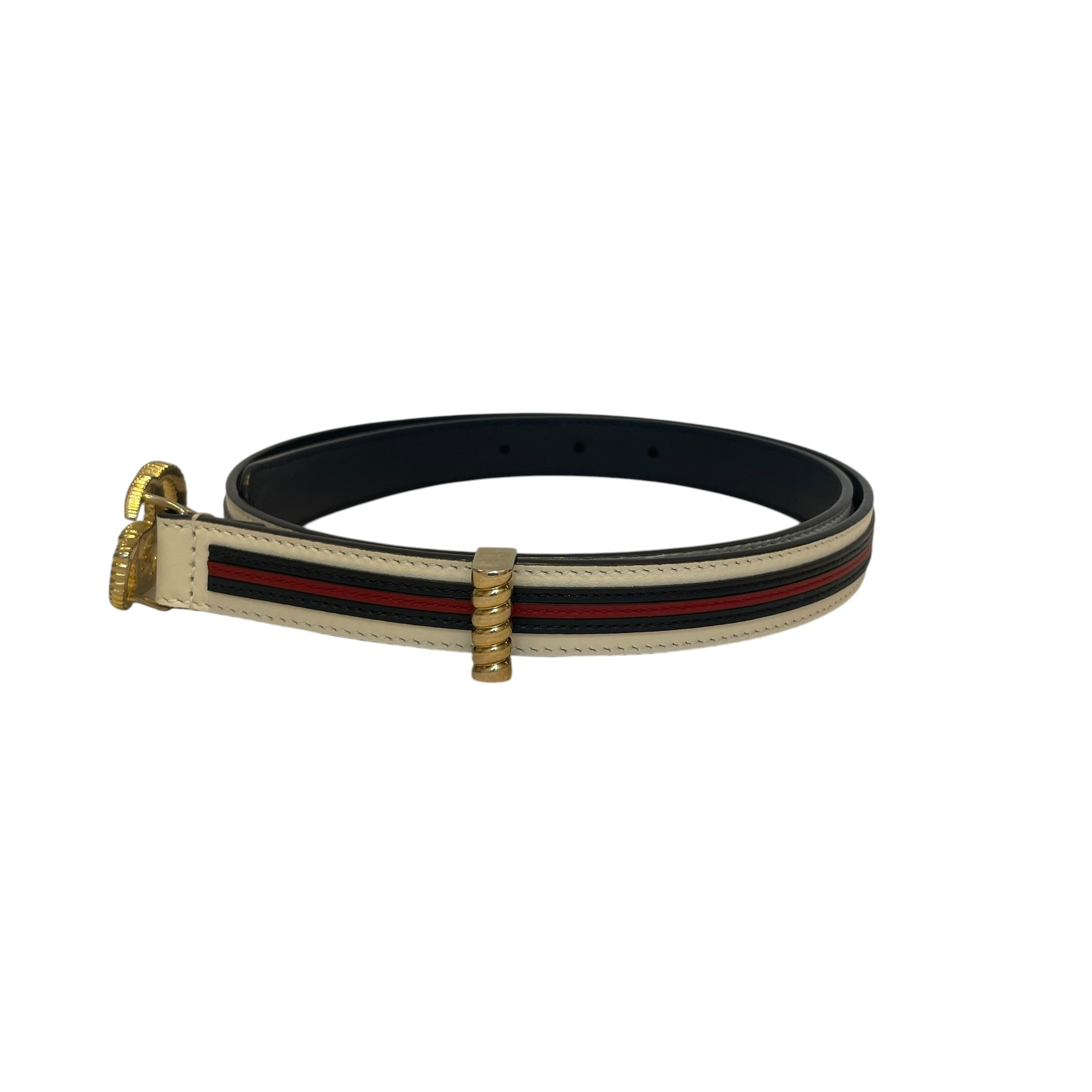 GUCCI/Belt/Stripe/Leather/MLT/gld buckle/red stripe view 2