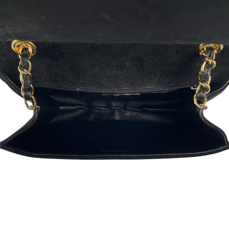 CHANEL/Cross Body Bag/Suede/BLK/R21101345 QUILTED FLAP/CHAIN